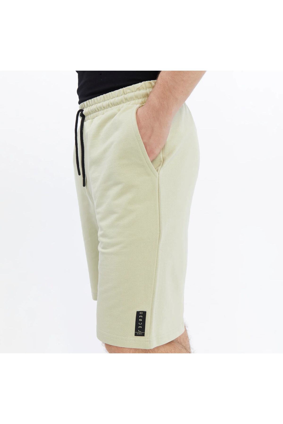 Defys Erkek Basic Regular Fit Tişört Şort Takim Açik Yeşil - Siyah