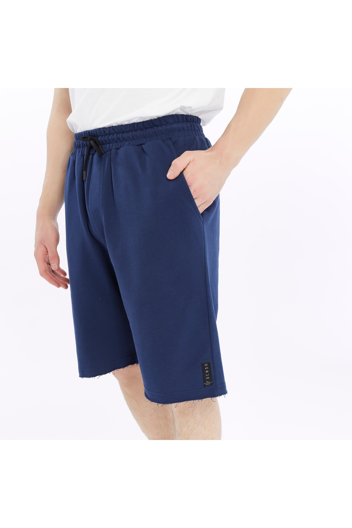 Defys Erkek Basic Regular Fit Tişört Şort Takim İndigo - Beyaz