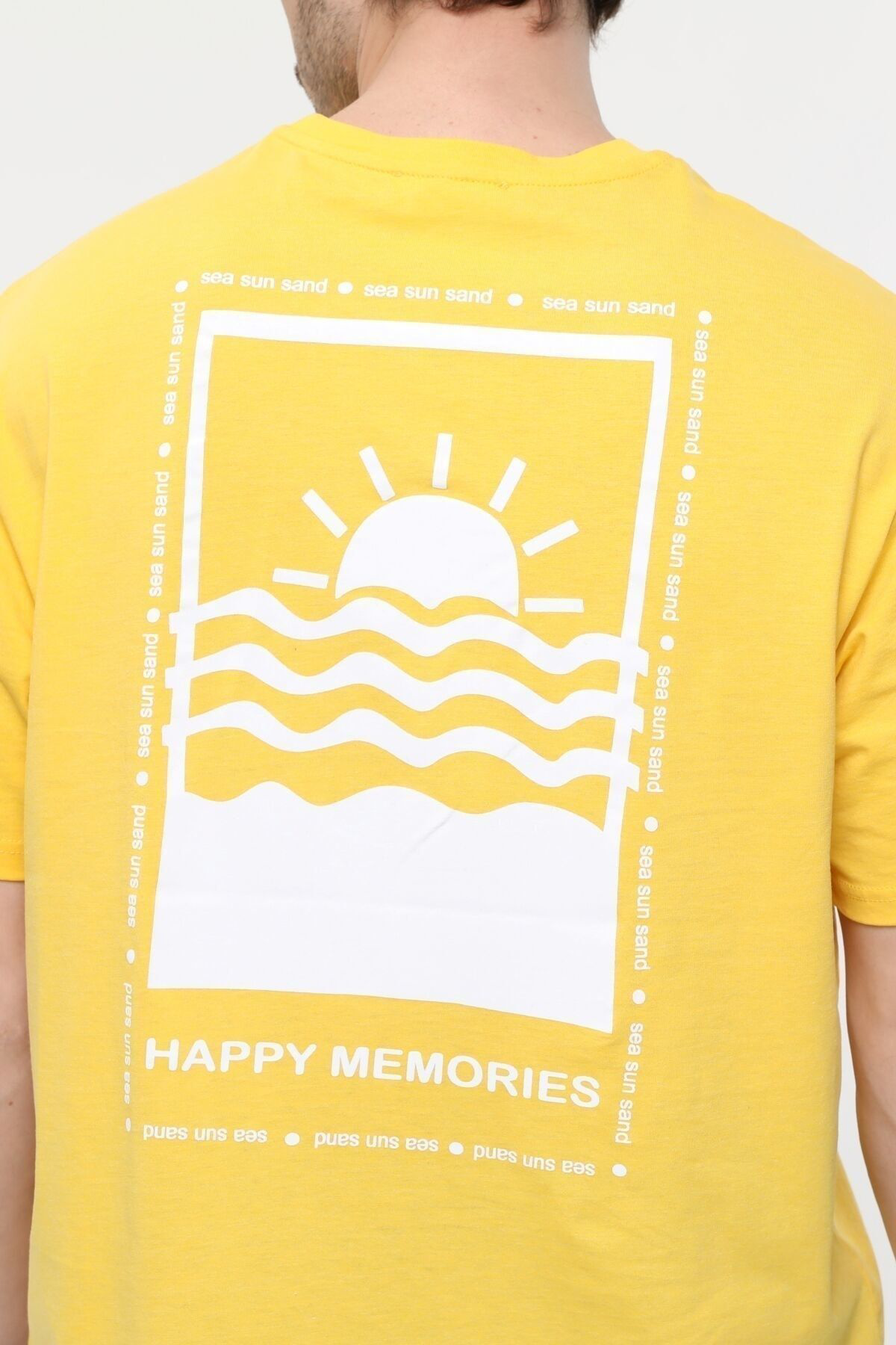 Erkek Bisiklet Yaka Kısa Kollu Oversize Fit Baskılı Tişört - Robi