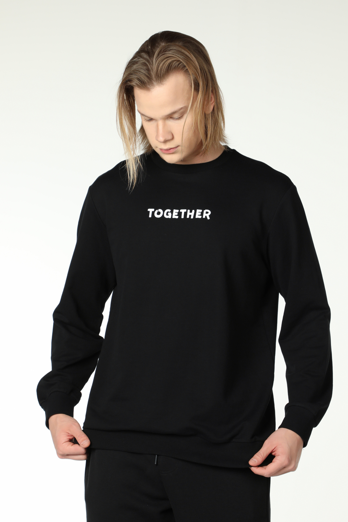 Defys Erkek Baskılı Sweat Siyah