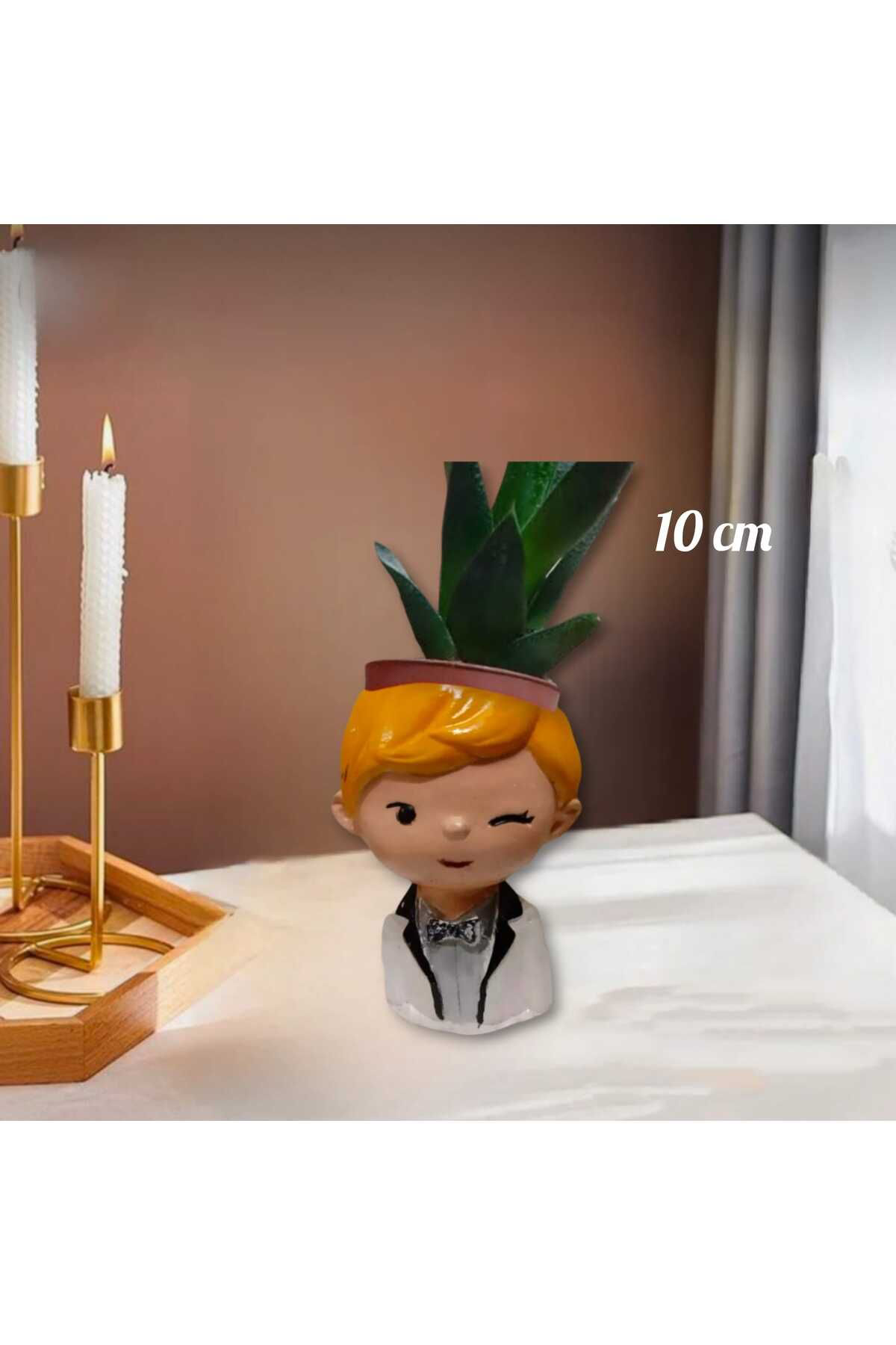 Dodemert Home Erkek Bebek Beton Saksı & Mumluk ( Dekoratif)