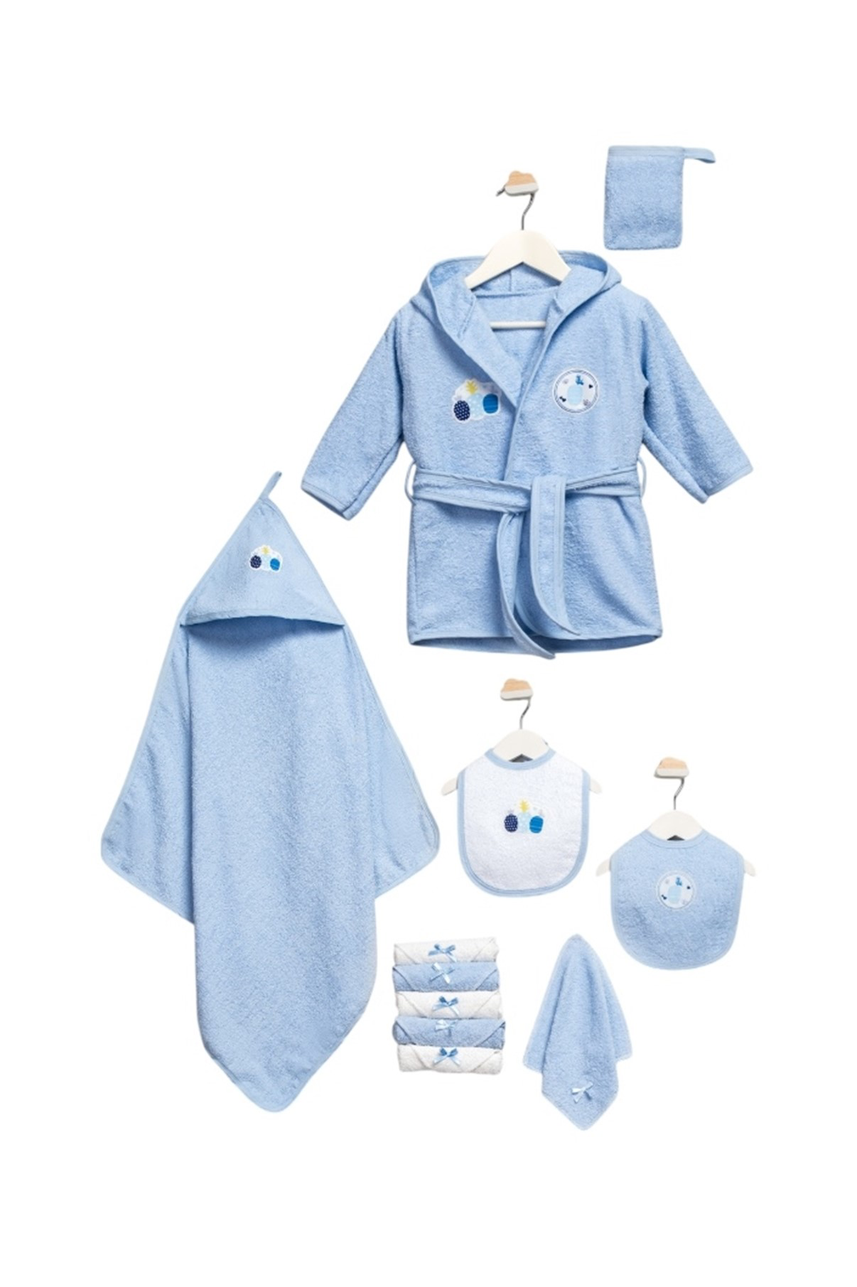Erkek Bebek Kutulu Havlu Bornoz Set 12 Parça 0/12 Ay