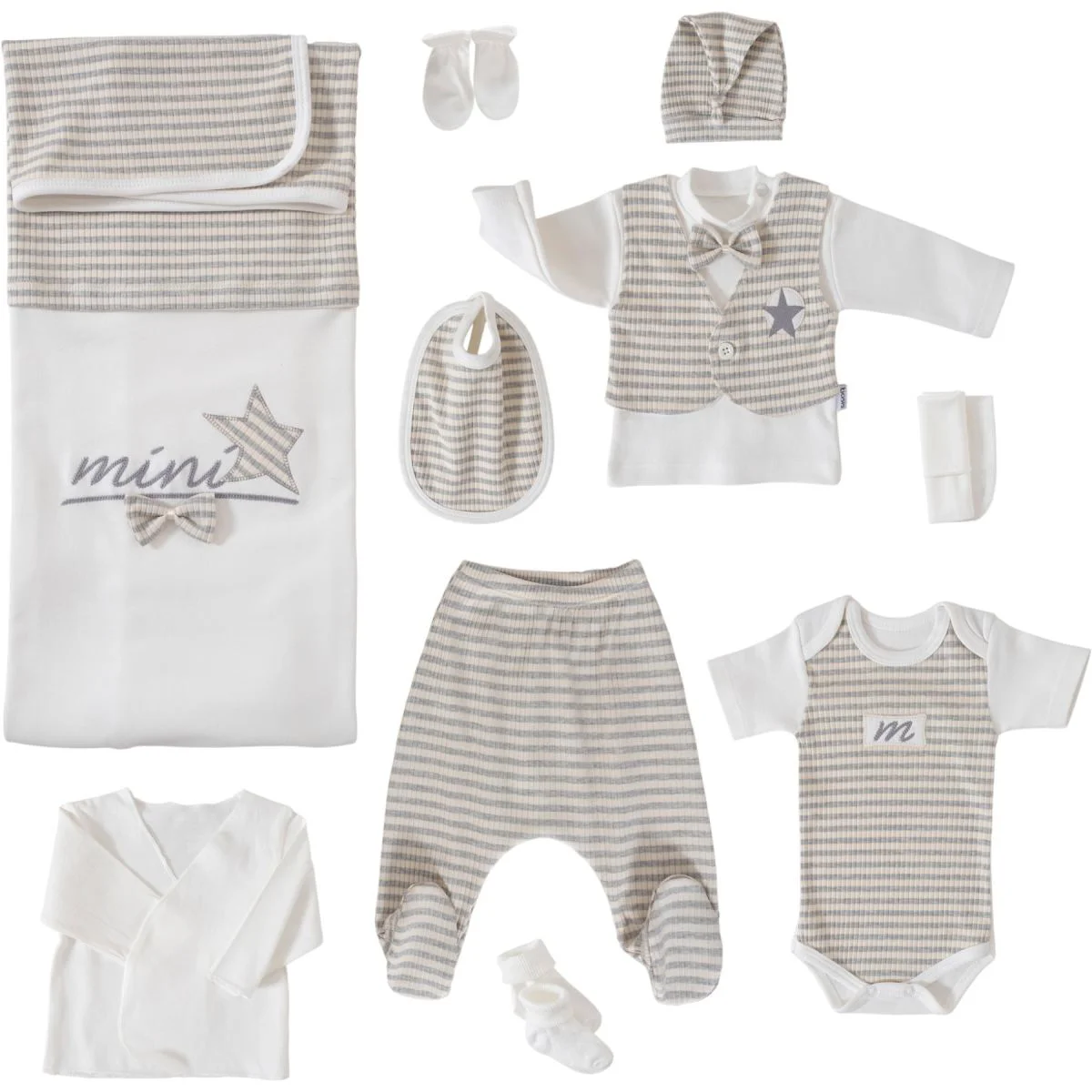 Erkek Bebek Mini Star 10 Lu Zıbın Hastane Çıkış Seti