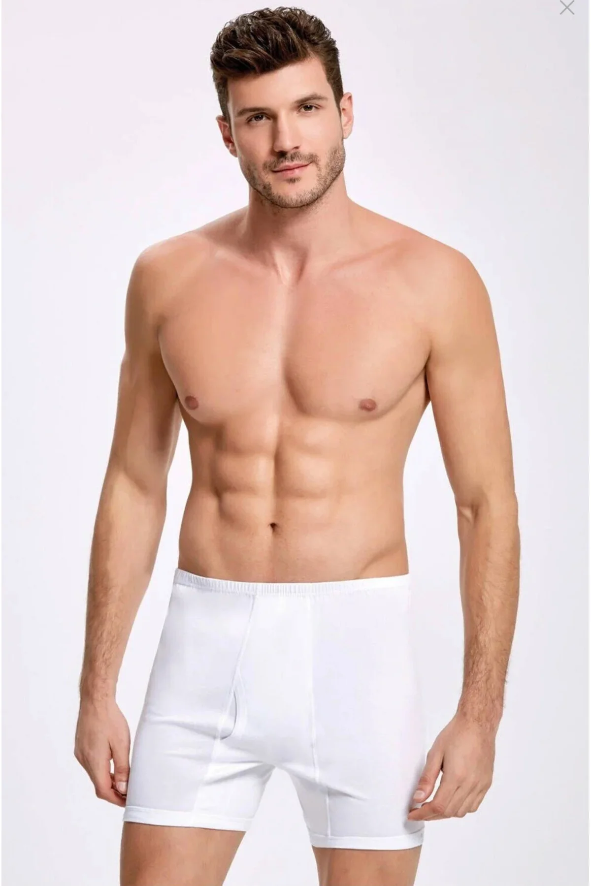 Erkek, Beyaz, %100 Cotton, Paçalı 6'lı Külot