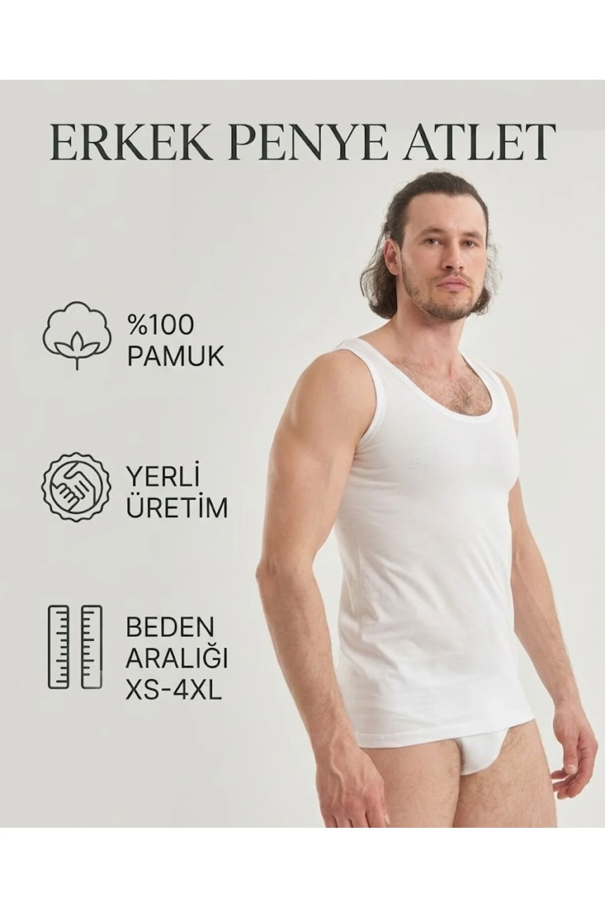 Erkek Beyaz %100 Pamuklu Penye Askılı Atlet