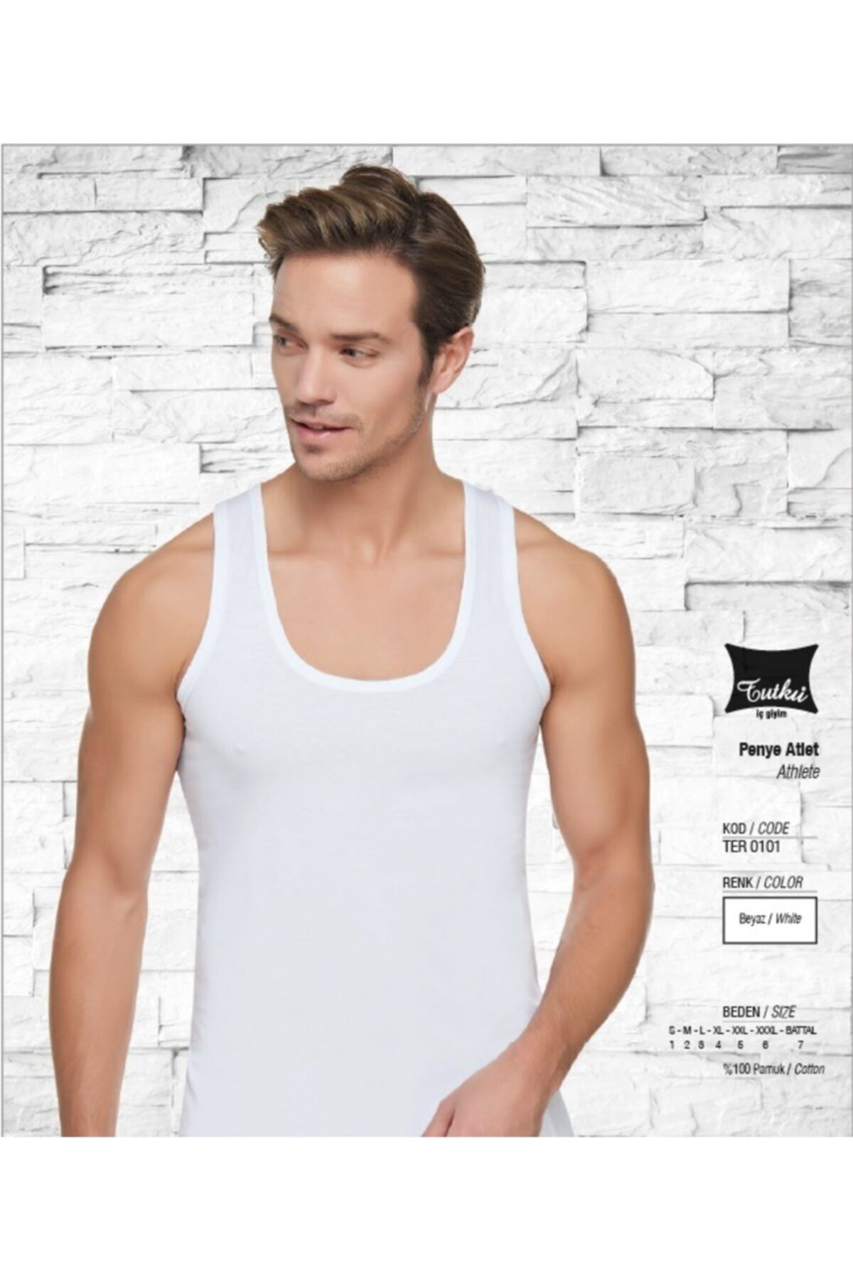 Erkek Beyaz %100 Pamuk Penye Atlet 6'lı Paket