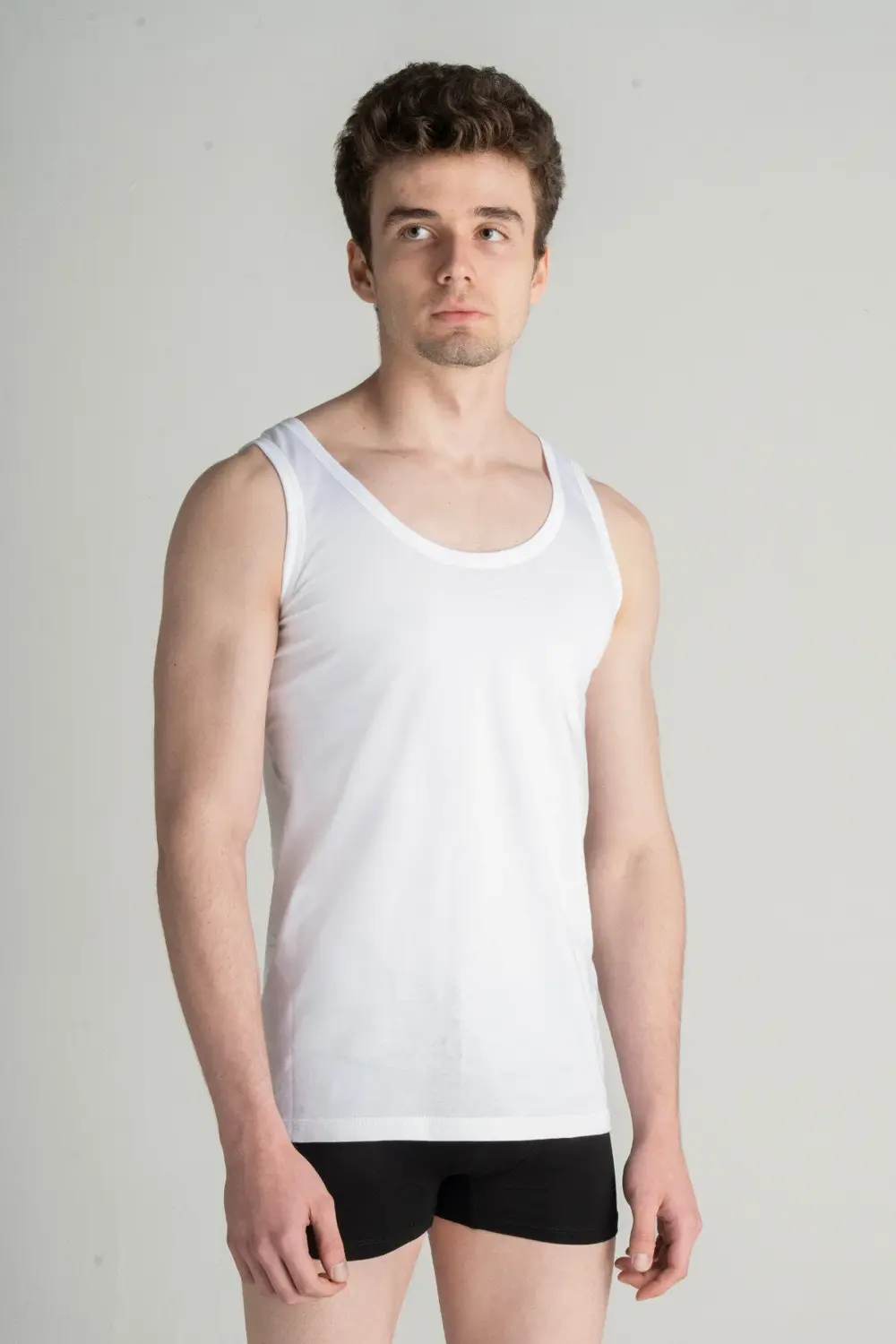 Erkek Beyaz %100 Pamuklu Penye Askılı Atlet