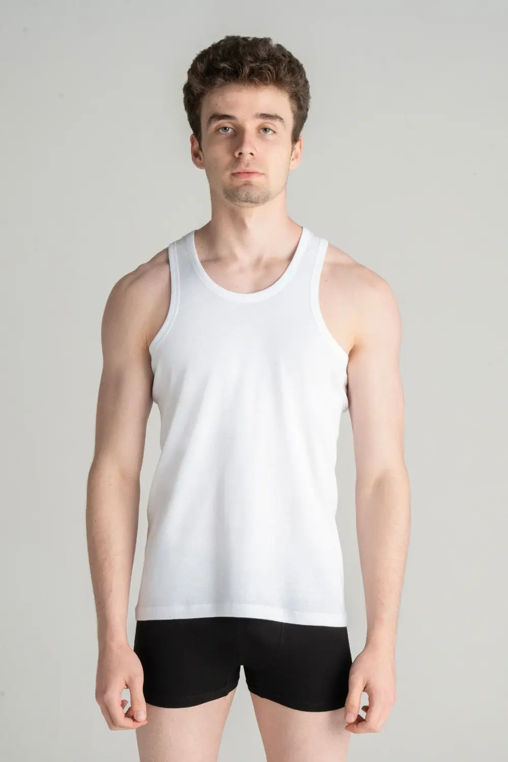 Erkek Beyaz %100 Pamuklu Penye Askılı Atlet