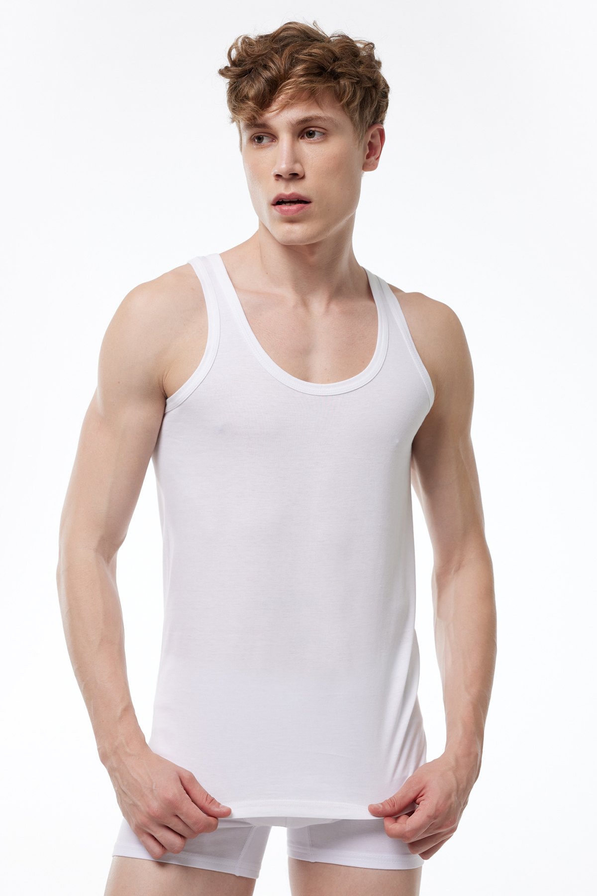 Malabadi Erkek Beyaz 2 Li Paket %100 Pamuk Penye Atlet 002