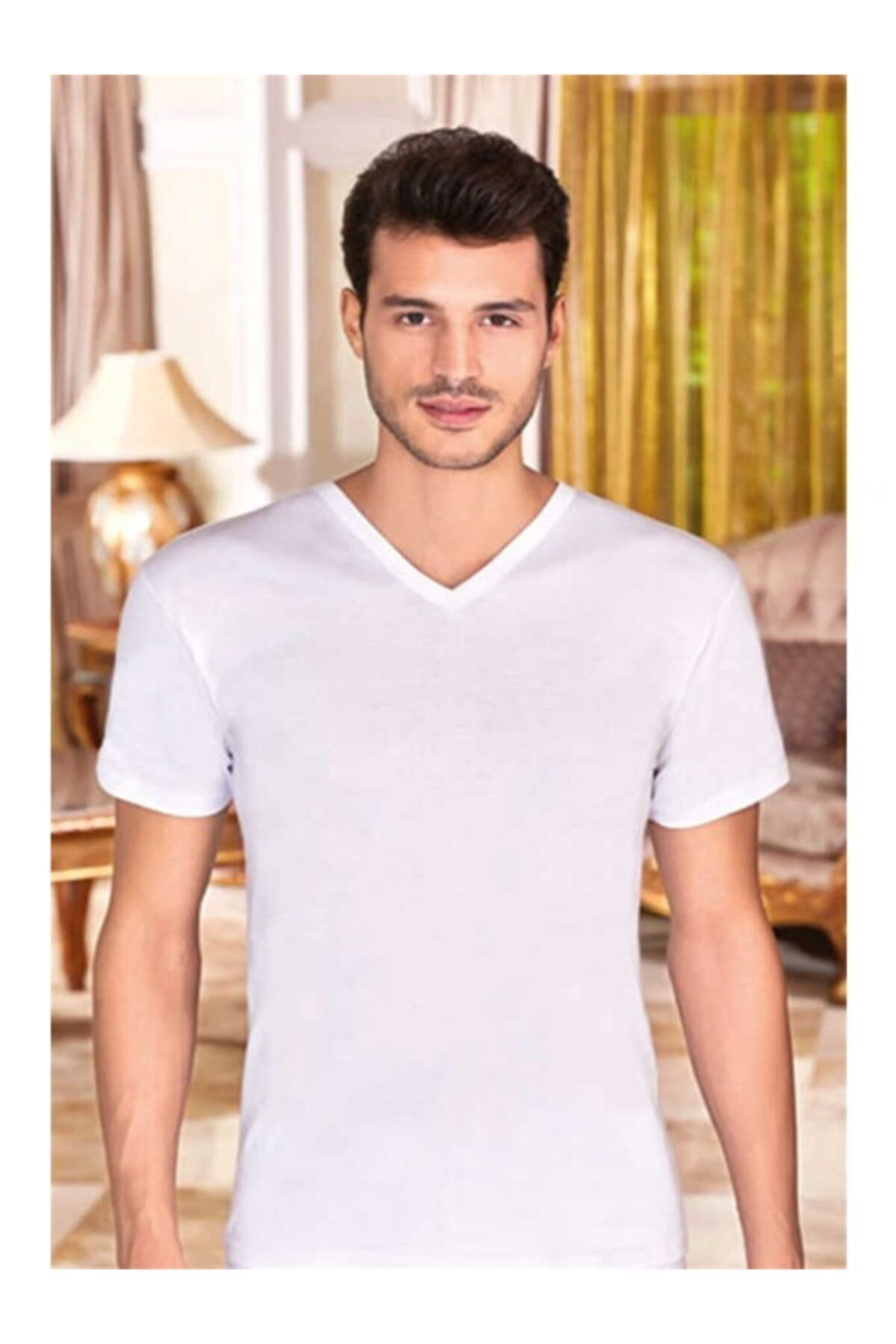 Erkek Beyaz 3 Lü V Yaka Yarımkol Fanila