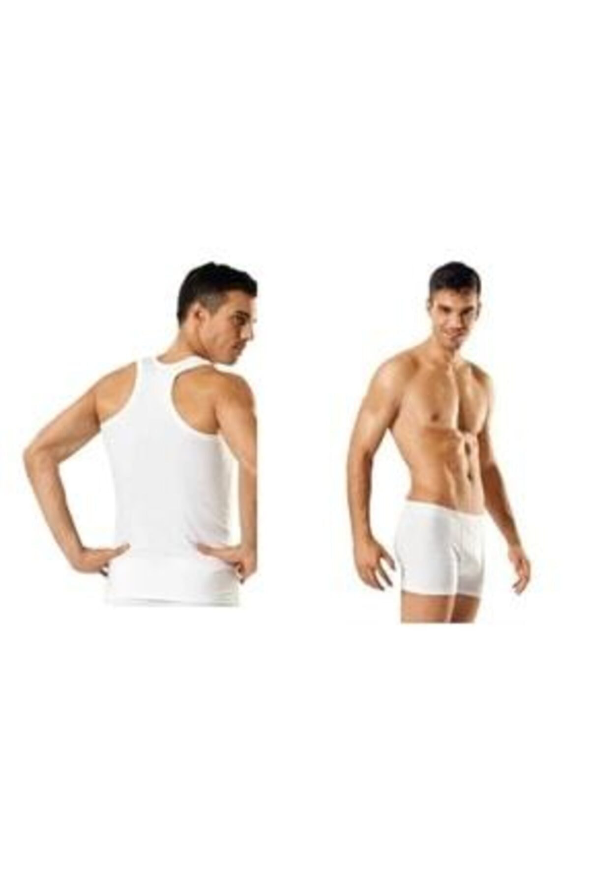 Erkek Beyaz 5'li Paket Pamuklu Ribana Sporcu Atleti & Erkek Beyaz