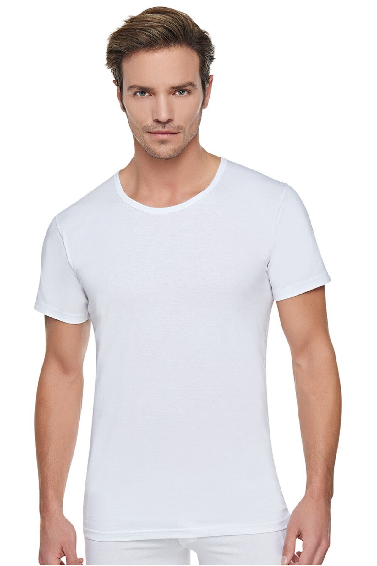 Tutku Erkek Beyaz 6 Adet Bisiklet Yaka Atlet Fanila