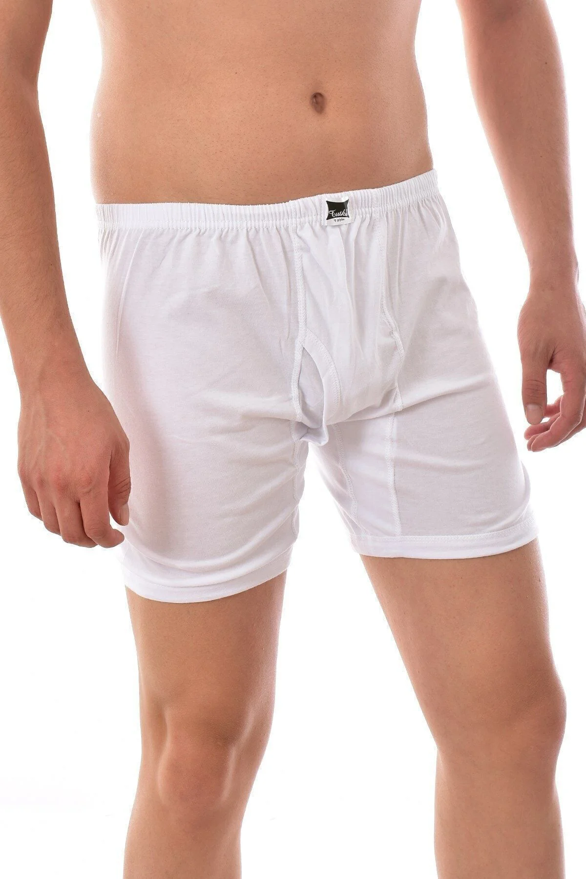 Erkek Beyaz 6 Adet Paçalı Boxer