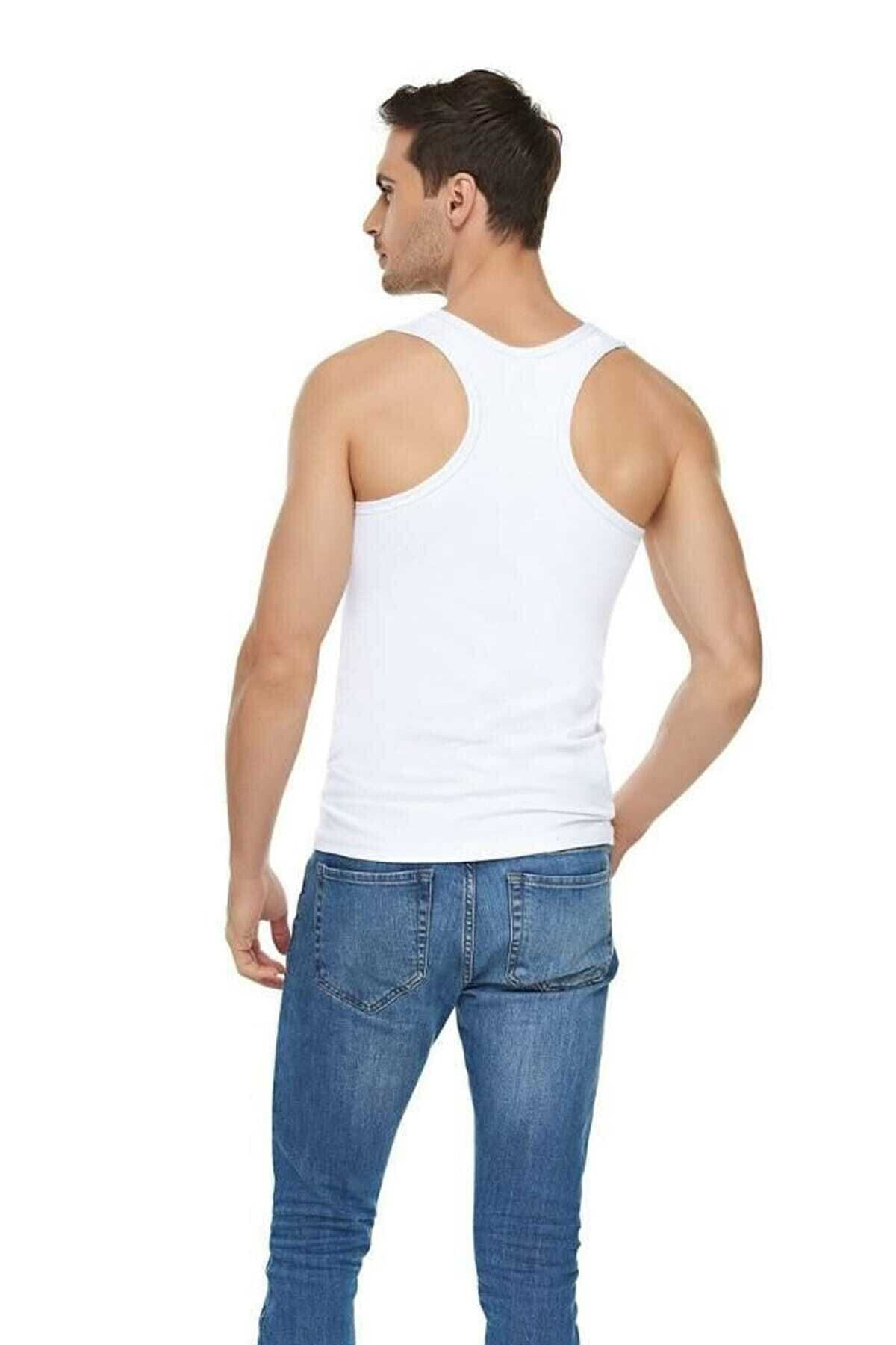 Erkek Beyaz 6 Adet Tutku Pamuklu Spor Atlet 0118