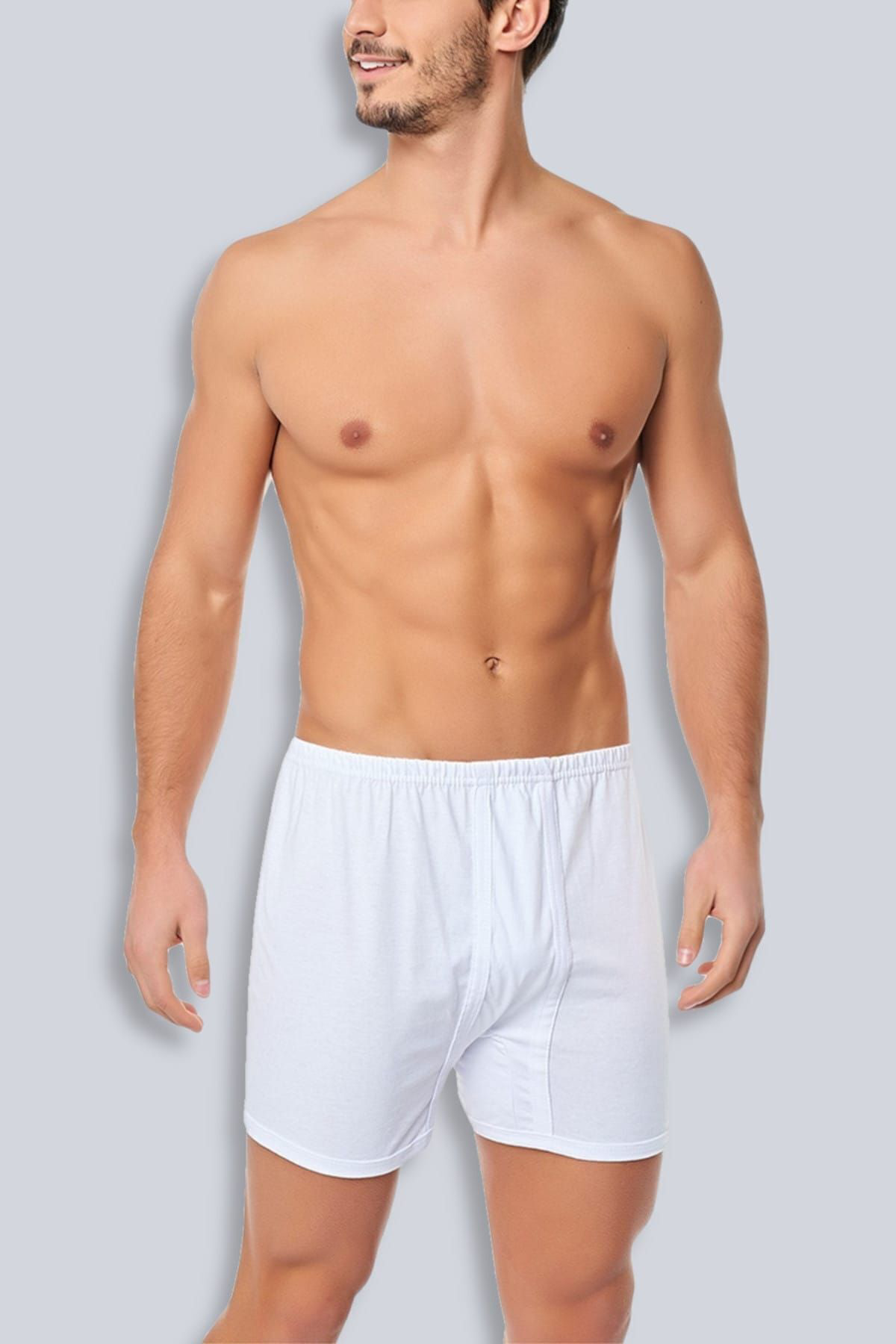 Erkek Beyaz 6'Lı Paket Pamuklu Penye Arjantin Spor Boxer