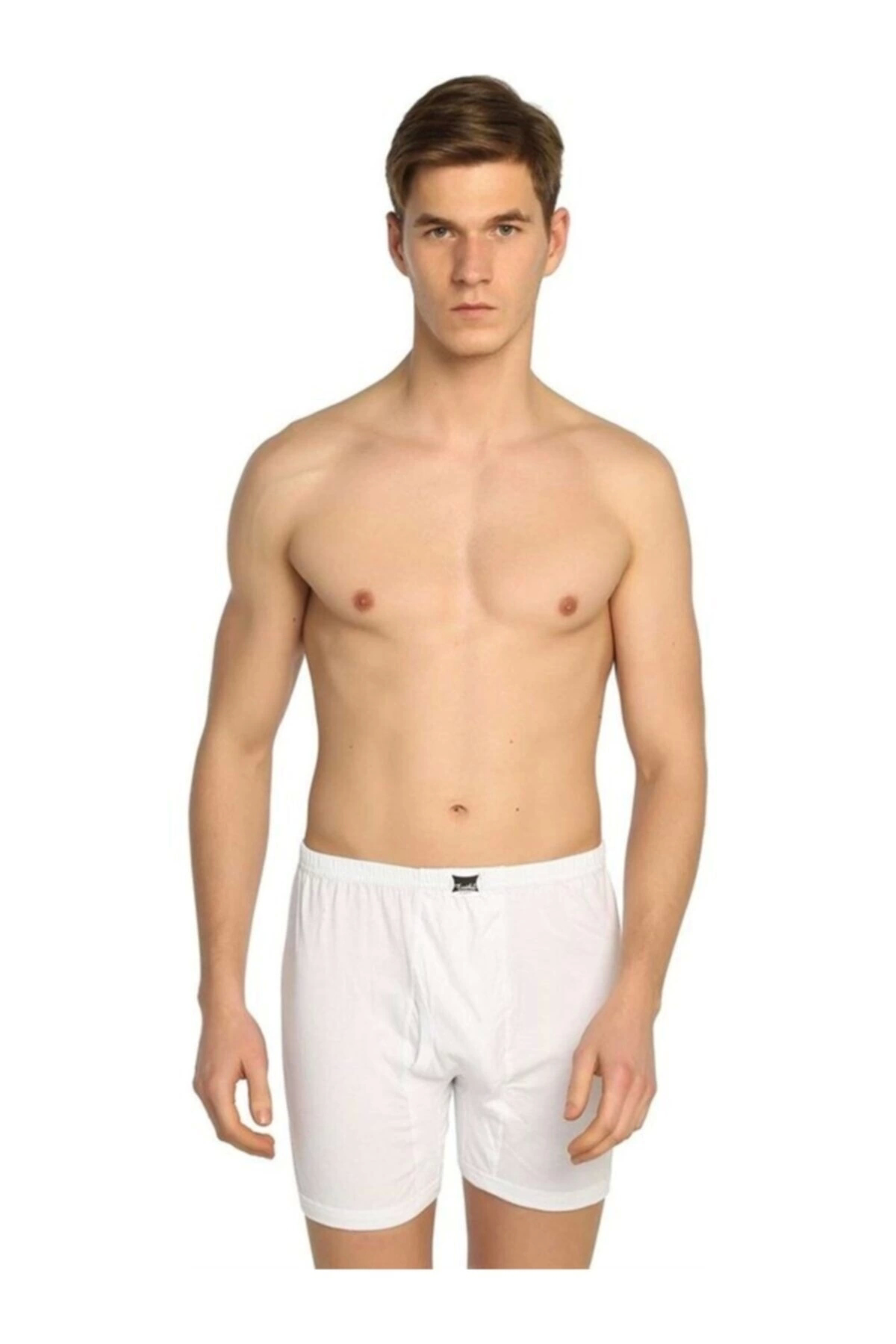 Erkek Beyaz 6'lı Paket Penye Paçalı Külot