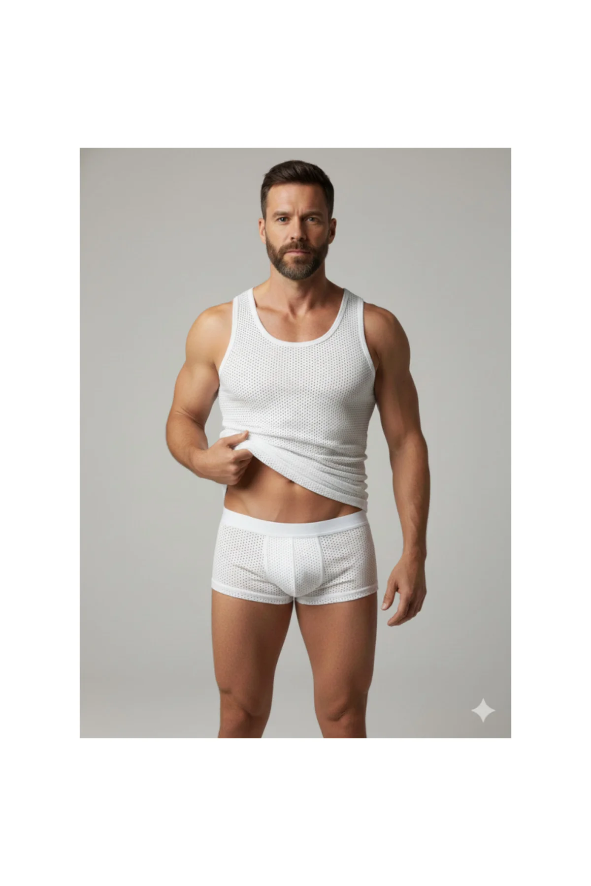 Erkek Beyaz File Tank Top Boxer Takımı Erkek Beyaz File Tank Top Boxer Takımı