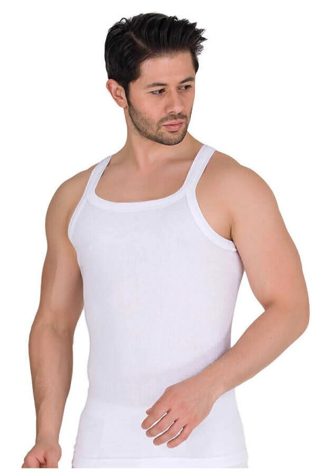 Erkek Beyaz Kaşkorse İnce Askı Fitilli Spor Atlet Erkek Beyaz Kaşkorse İnce Askı Fitilli Spor Atlet