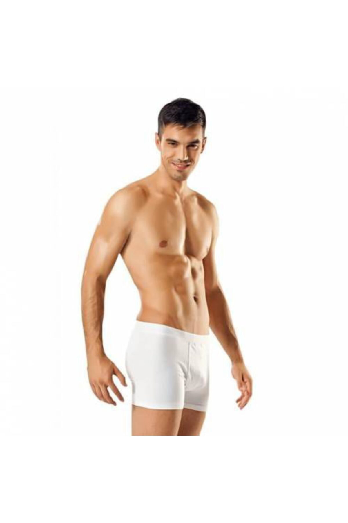 Erkek Beyaz Likralı Boxer 6 Adet 0114s