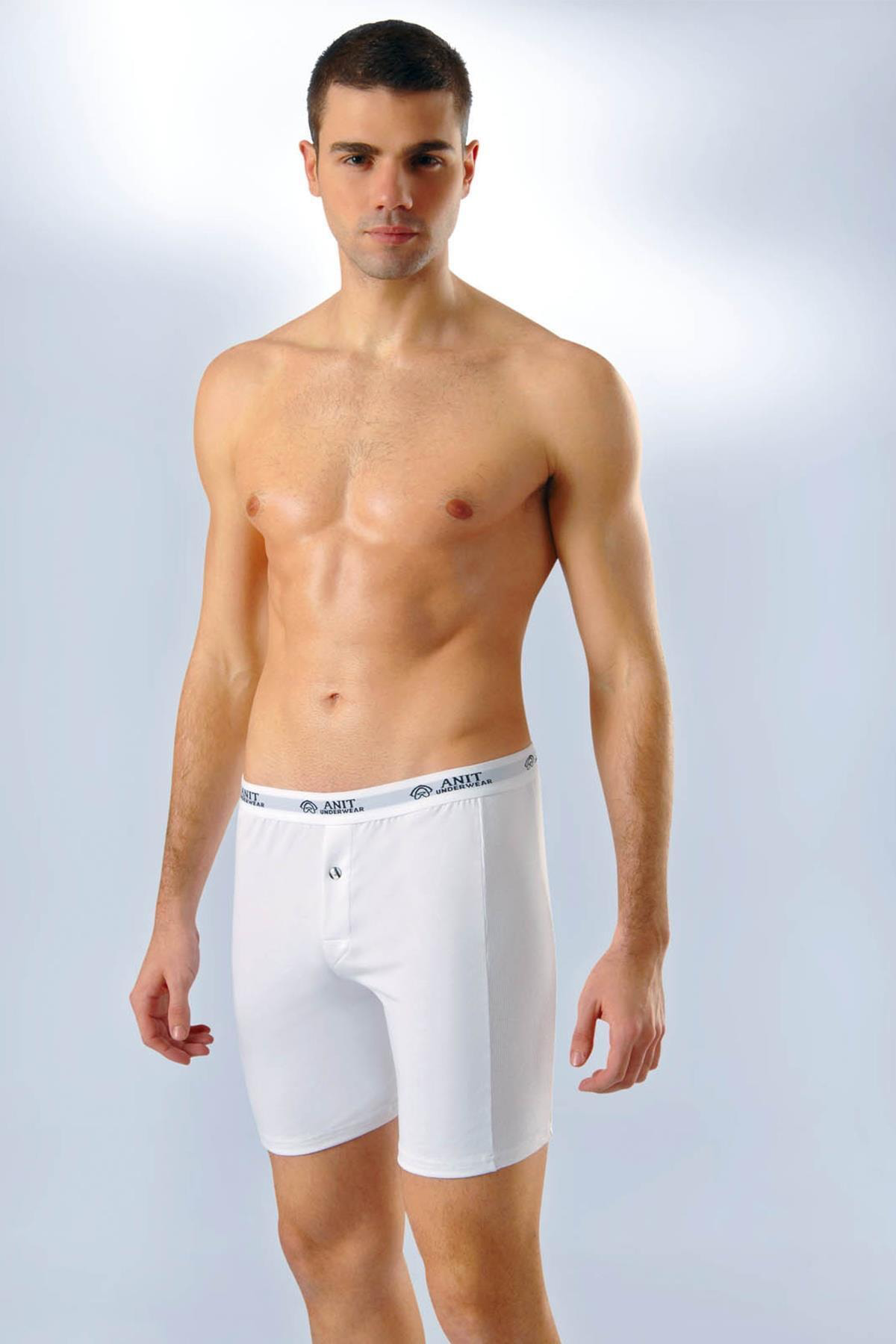 Anıt Erkek Beyaz Likralı Uzun Boxer 1114
