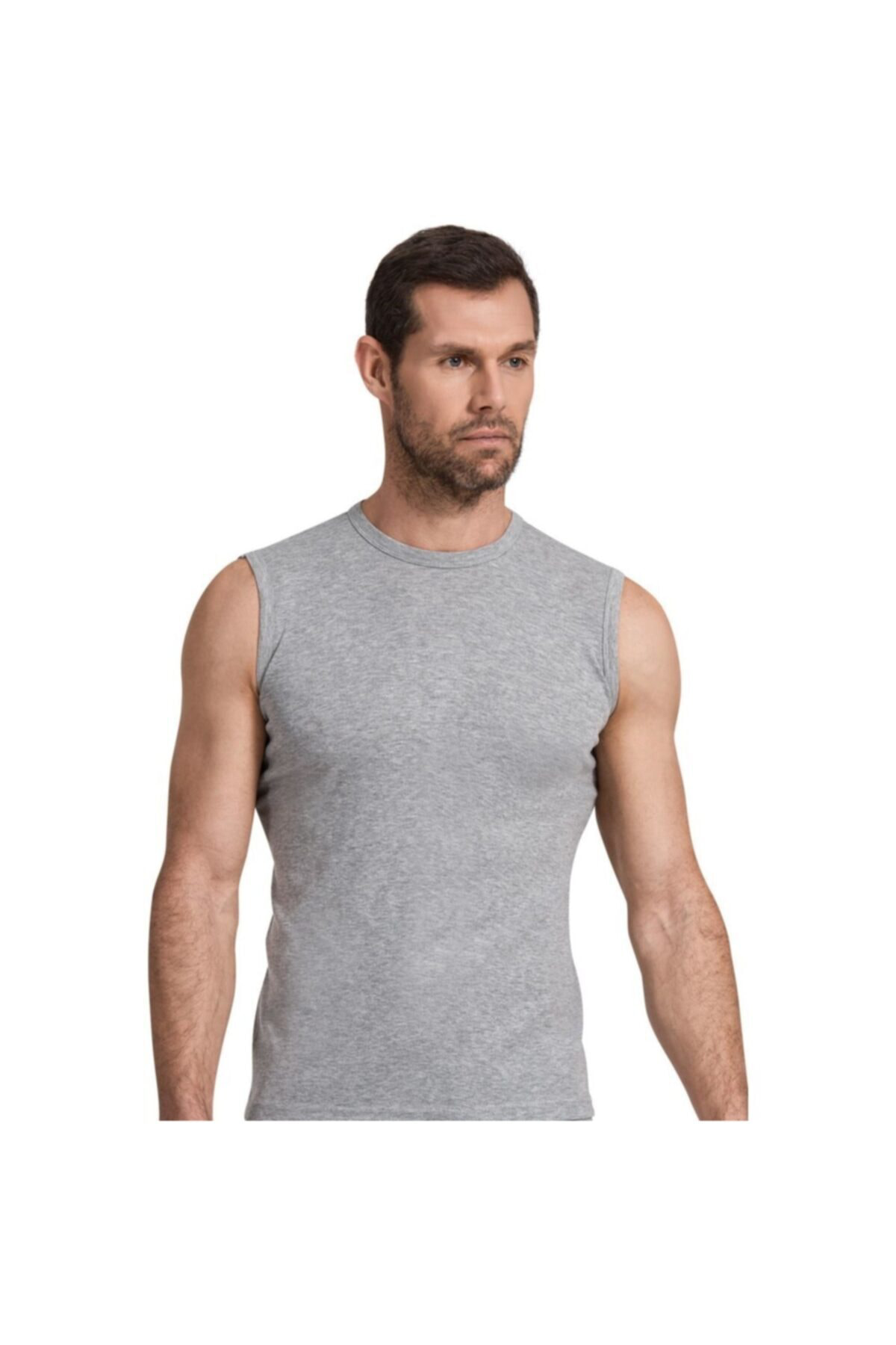 Erkek Beyaz Namaldi Bisiklet Yaka Ribana  Badi