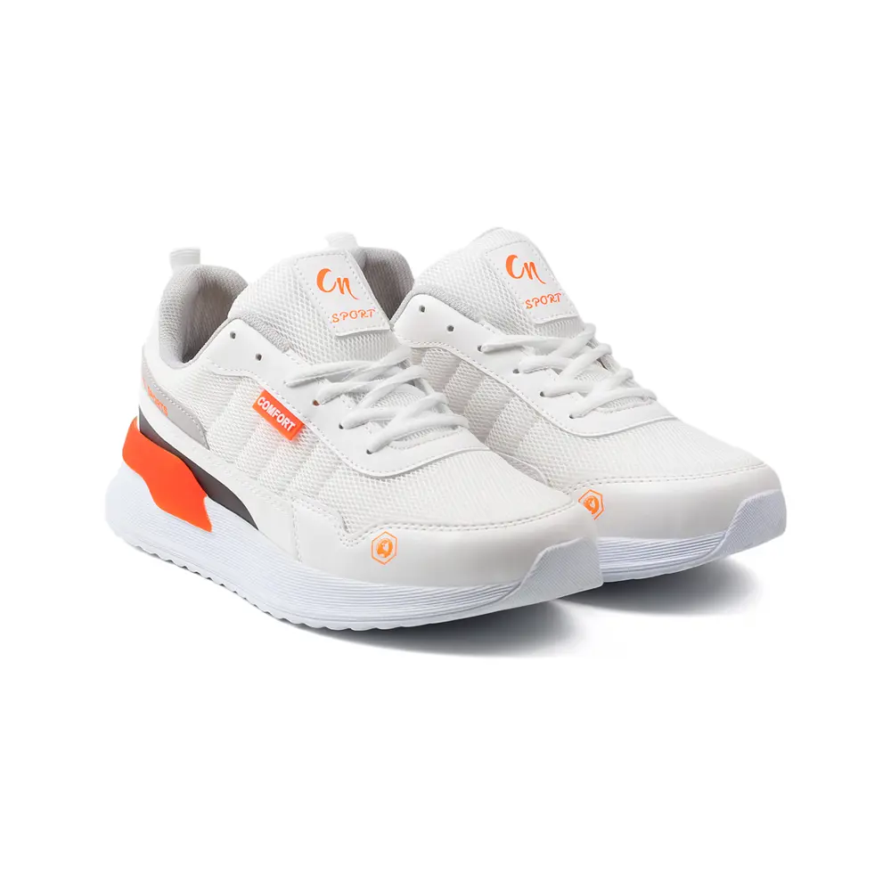 Erkek Beyaz Oranj Spor Ayakkabı Rahat Yürüyüş Koşu Günlük Sneaker