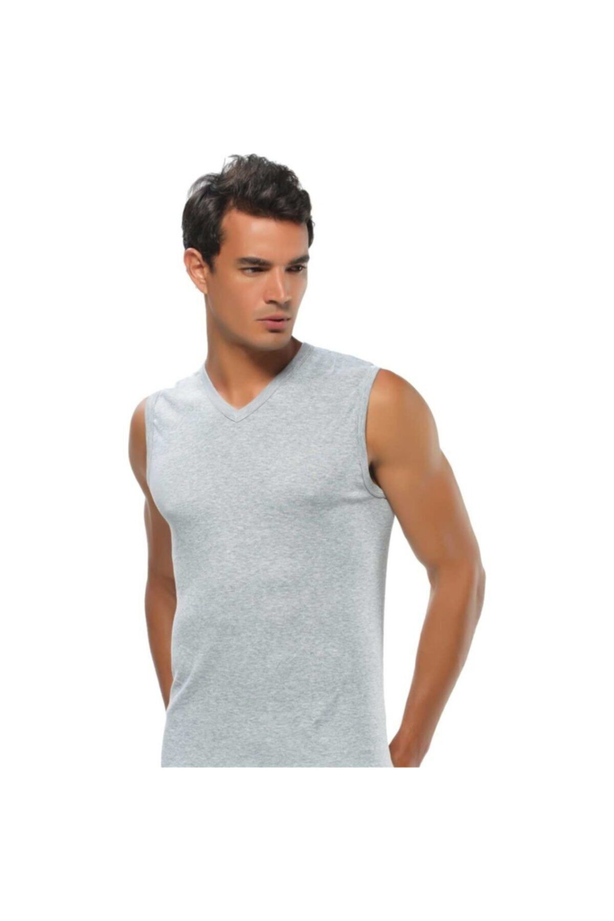 Gümüş İç Giyim Erkek Beyaz Ribana V Yaka Spor Fanila 12'Li Paket  4012