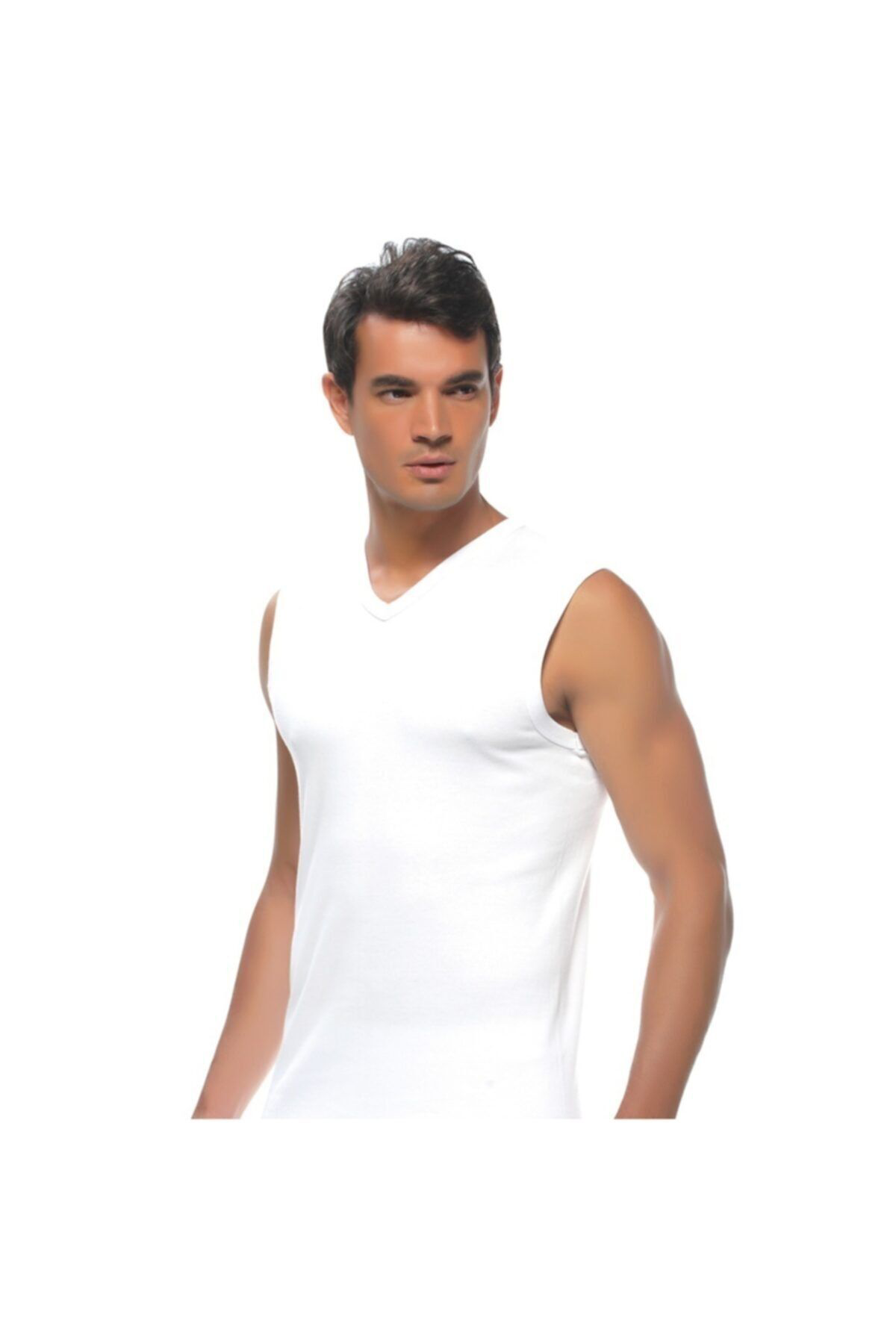 Gümüş İç Giyim Erkek Beyaz Ribana V Yaka Spor Fanila 12'Li Paket  4012