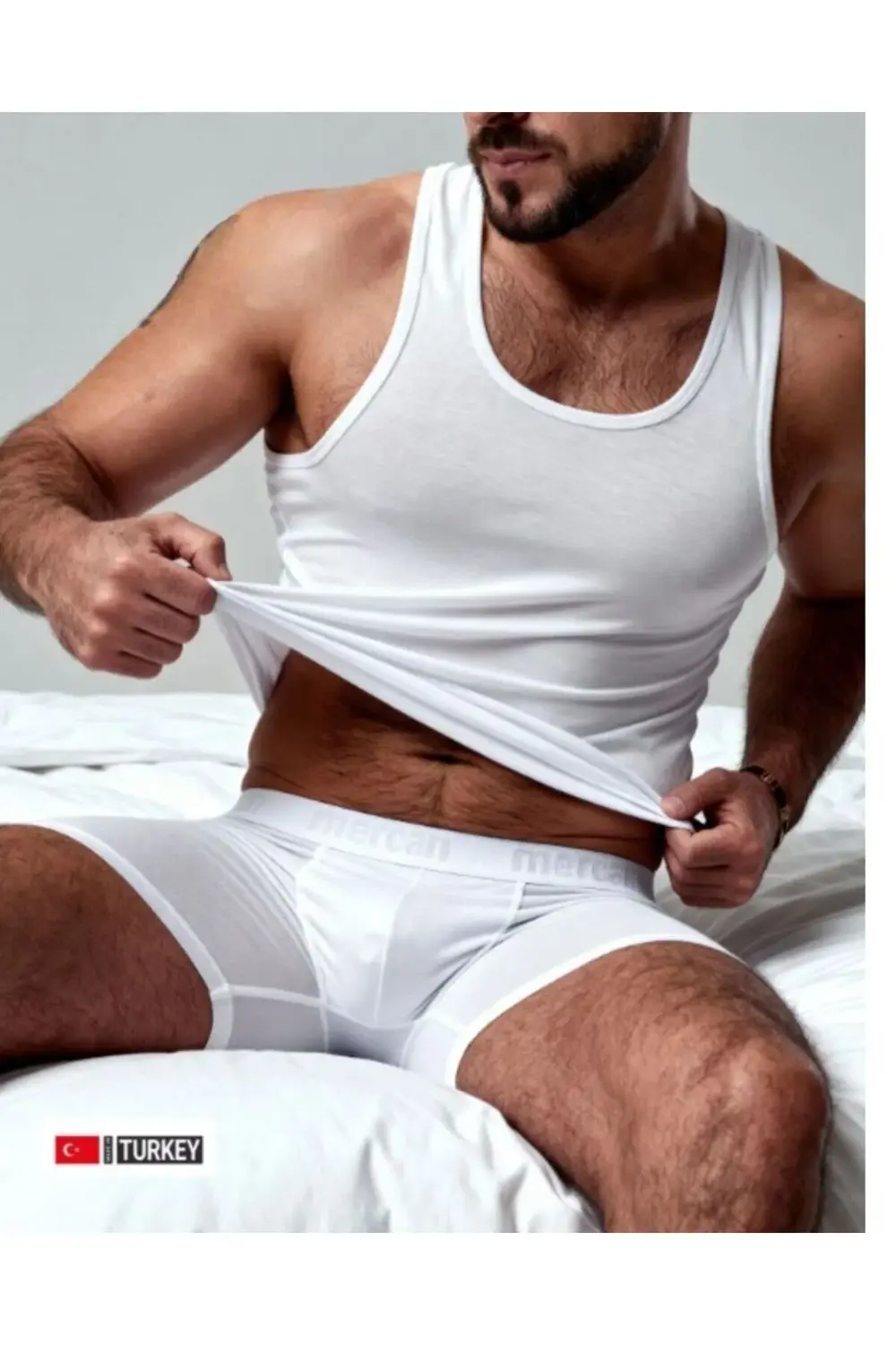 Erkek Beyaz Takım Özel Kutuda Uzun Kesim Boxer Sporcu Atlet