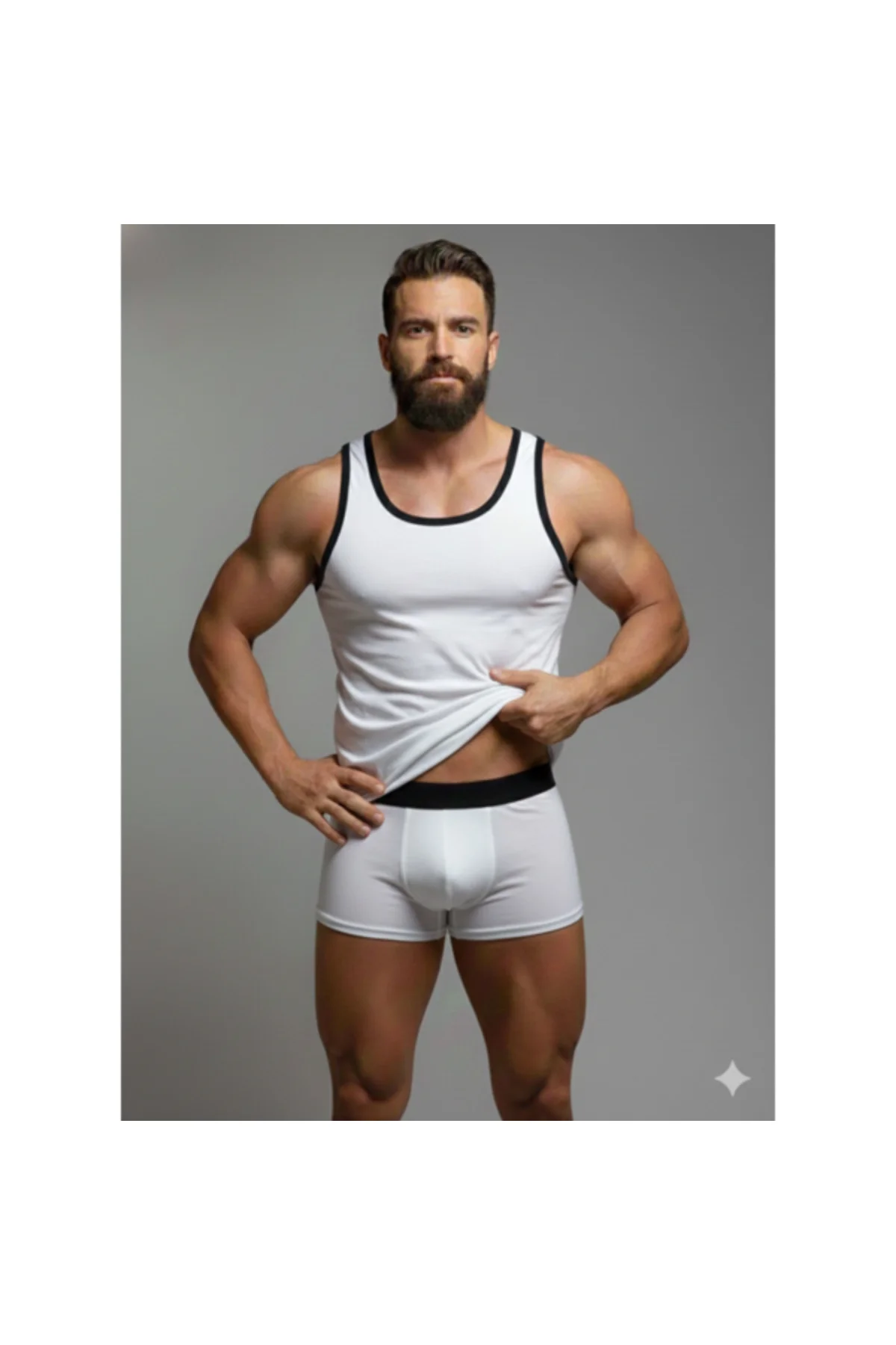 Erkek Beyaz Tank Top Boxer Takım