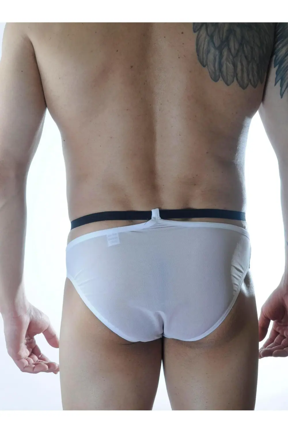 Erkek Beyaz Tül Fantezi Slip İç Çamaşırı