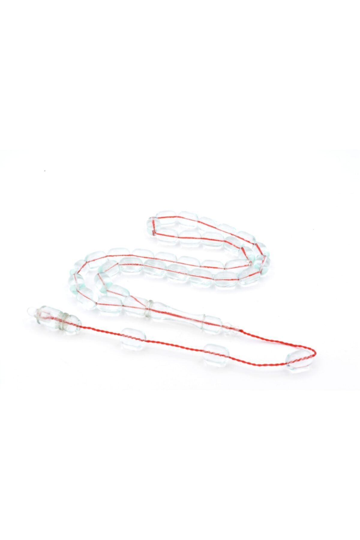 Erkek Beyaz Usta İşi Sistemli Kapsül Kesim Şeffaf Uçak Camı Tesbih