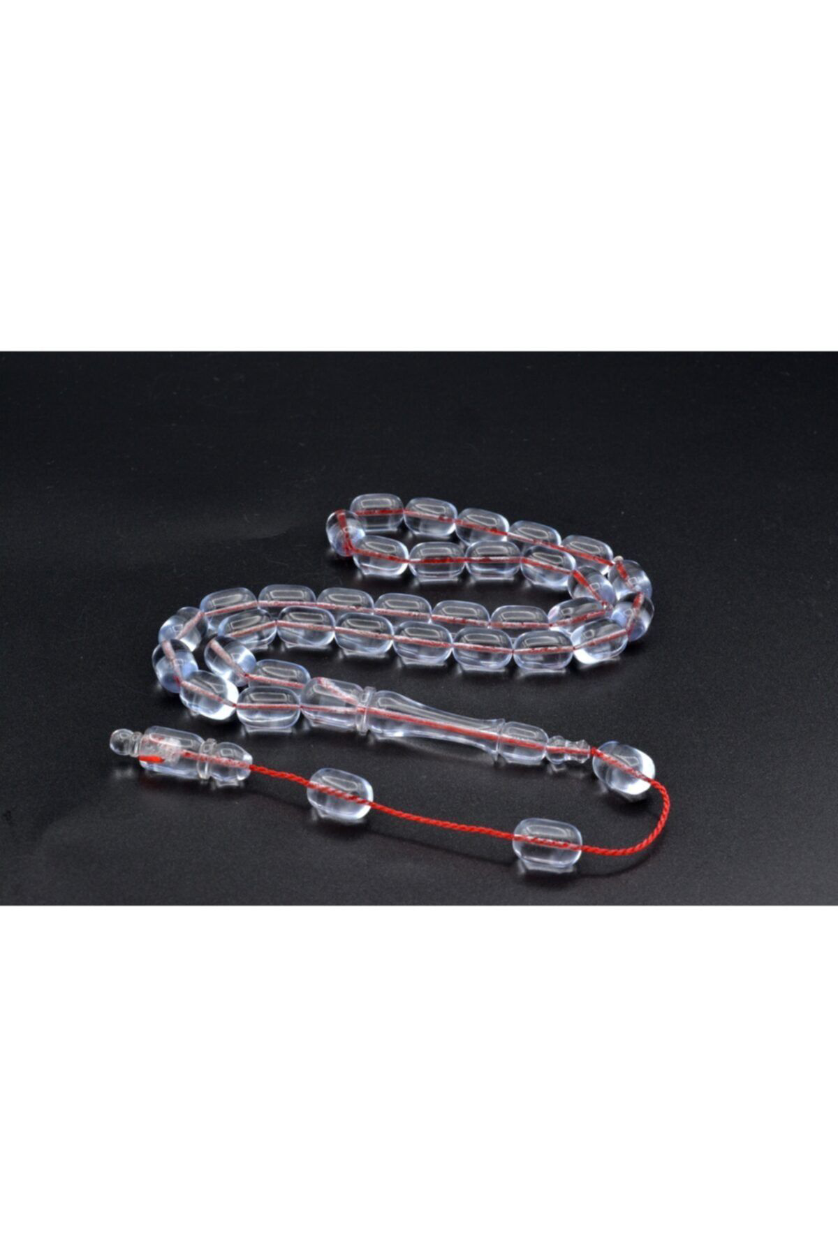 Erkek Beyaz Usta İşi Sistemli Kapsül Kesim Şeffaf Uçak Camı Tesbih