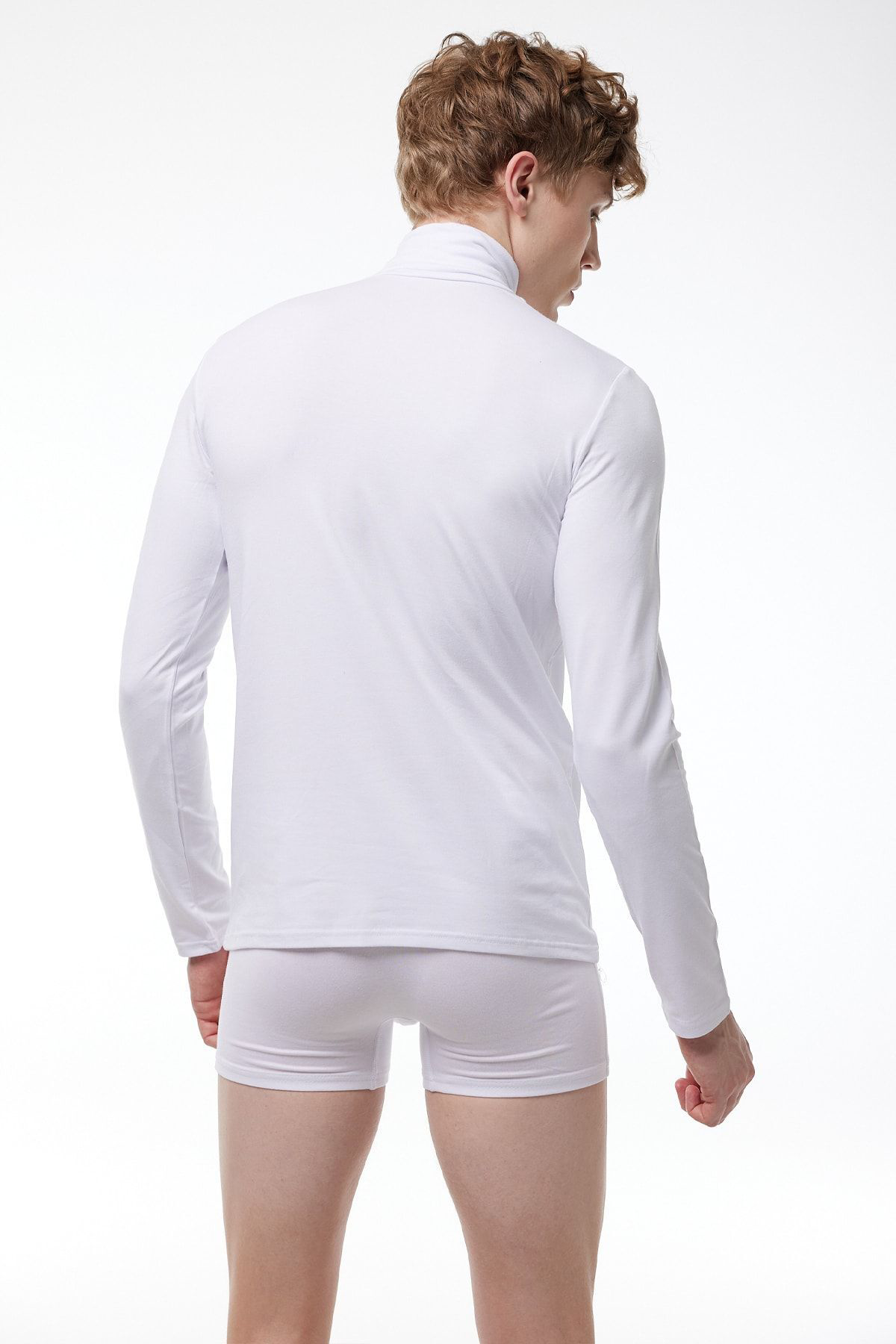 Erkek Beyaz Uzun Kollu Tam Balıkçı Yaka Modal Body 063