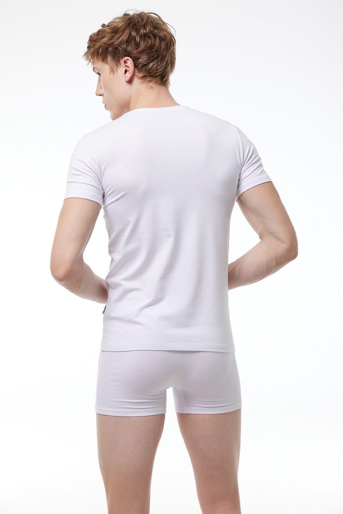 Erkek Beyaz V Yaka Kısa Kol Modal Body 032 Erkek Beyaz V Yaka Kısa Kol Modal Body 032