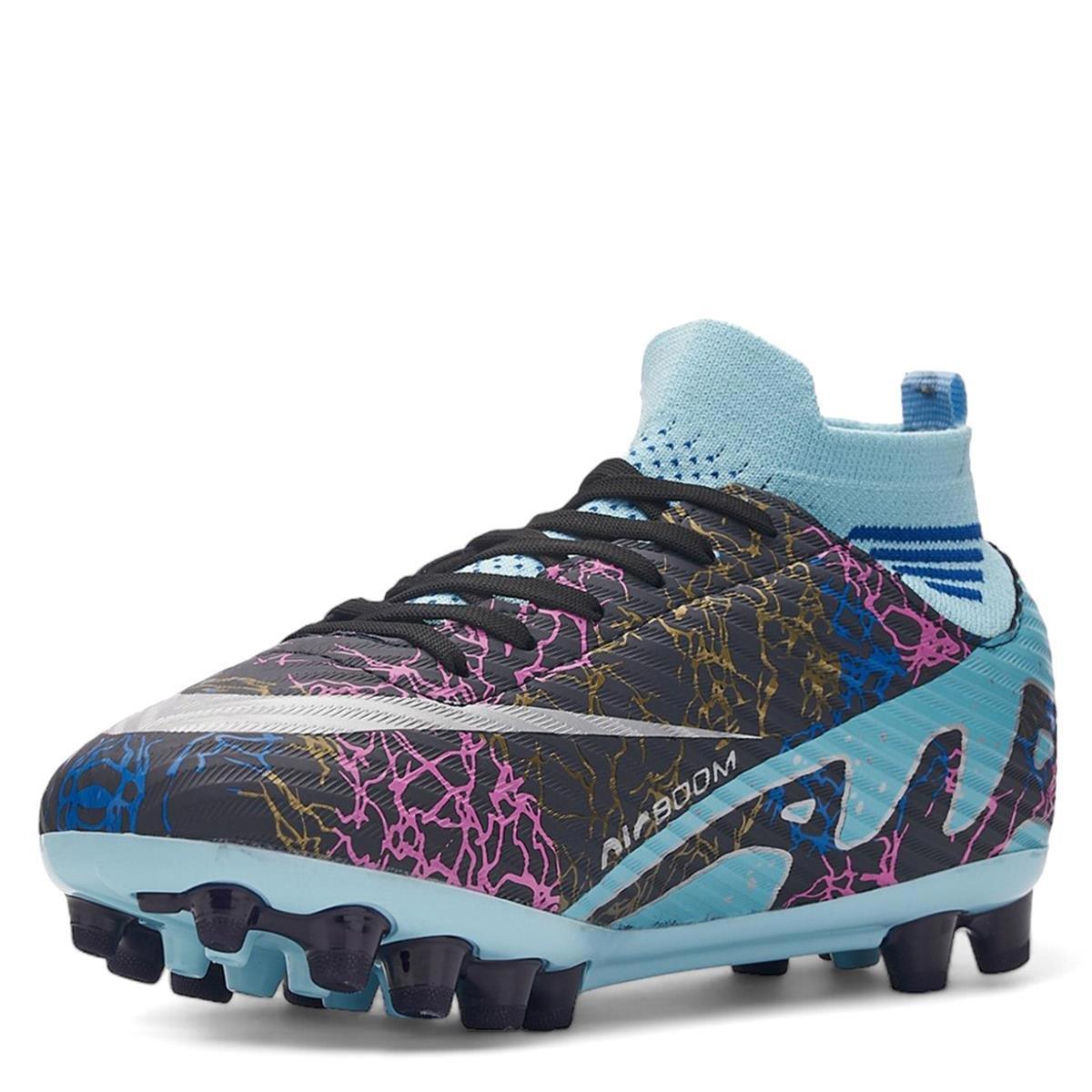 Erkek Bilekli Çoraplı Lacivert Turkuaz Desen Krampon Halısaha Çim