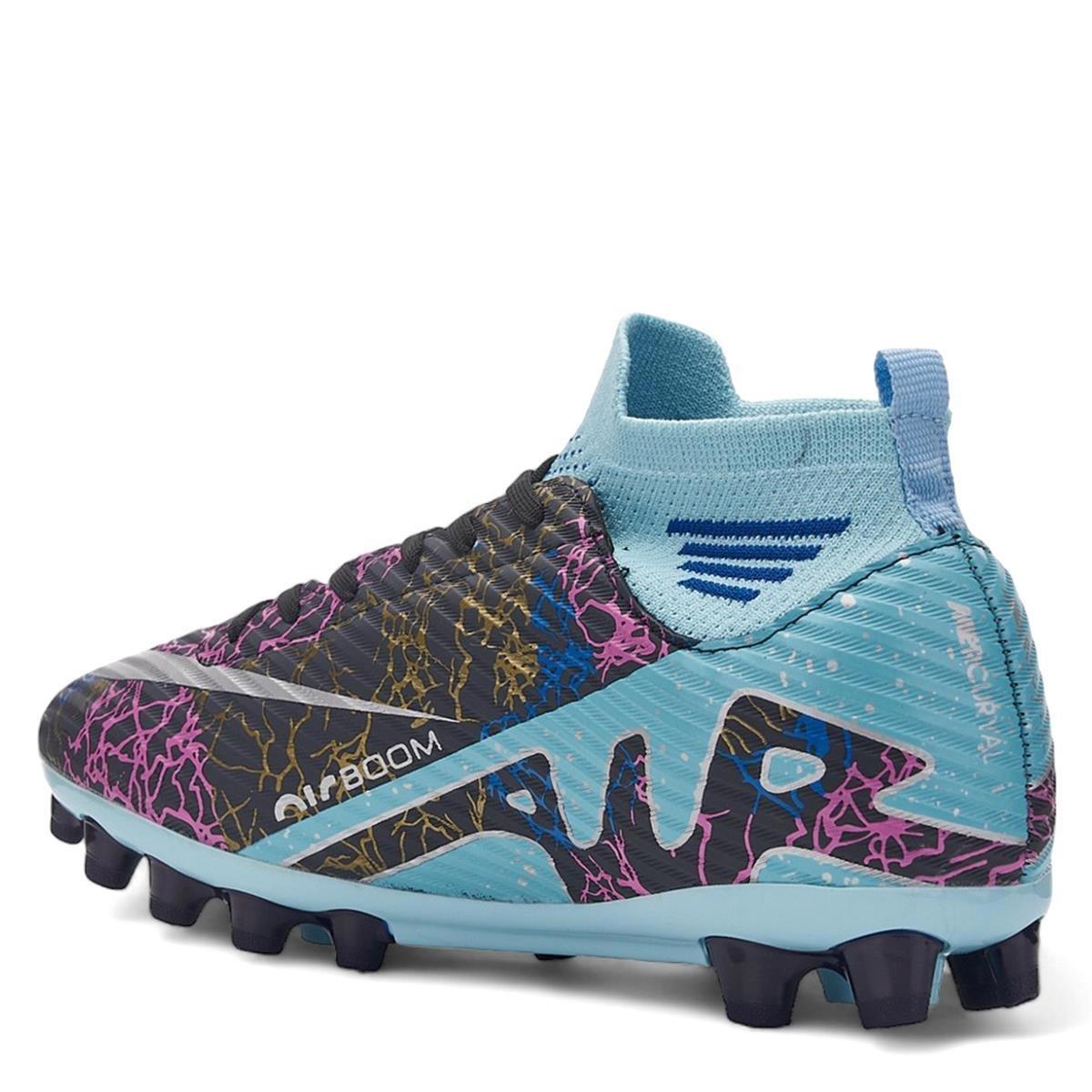 Erkek Bilekli Çoraplı Lacivert Turkuaz Desen Krampon Halısaha Çim