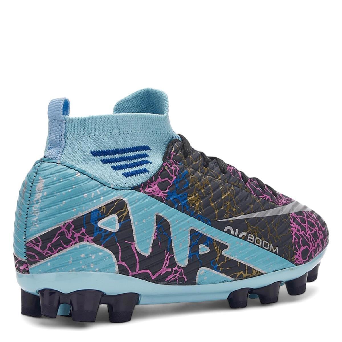 Erkek Bilekli Çoraplı Lacivert Turkuaz Desen Krampon Halısaha Çim