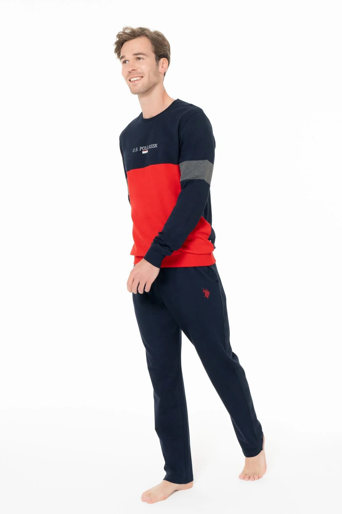 Erkek Bisiklet Yaka Uzun Kollu Pijama Takımı S26930 CEPLİ