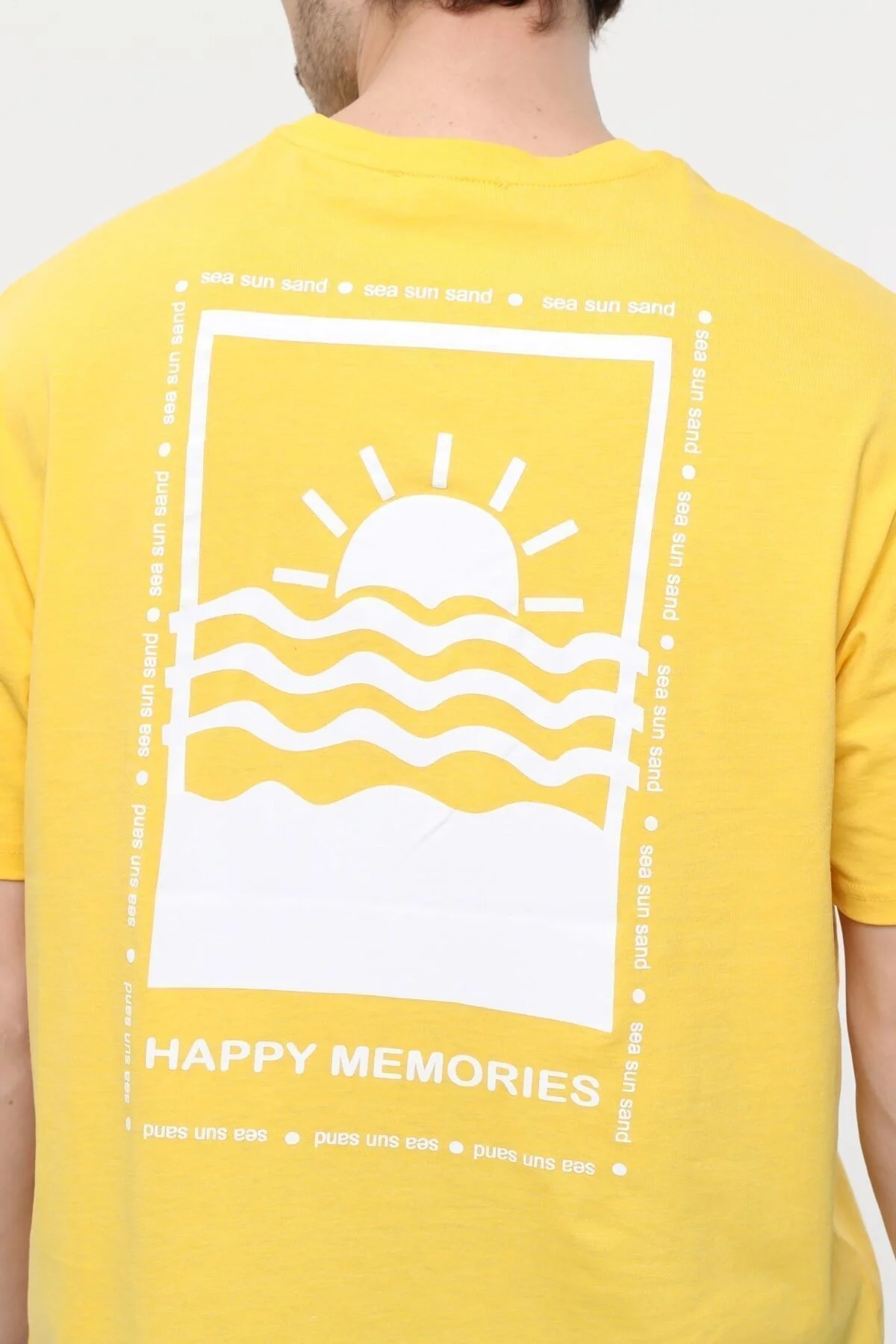 Erkek Bisiklet Yaka Kısa Kollu Oversize Fit Baskılı Tişört - Robi