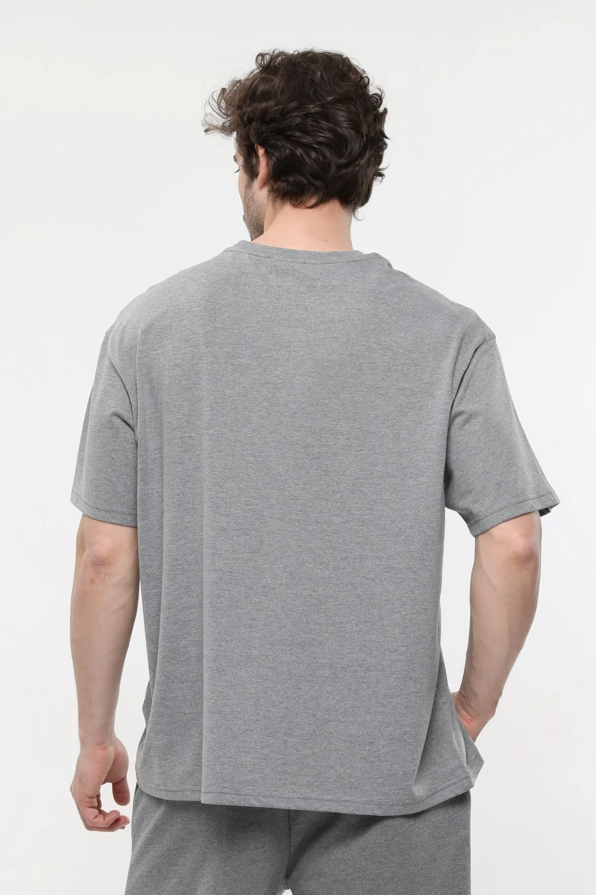 Erkek Bisiklet Yaka Kısa Kollu Oversize Fit Baskılı Tişört - Rage