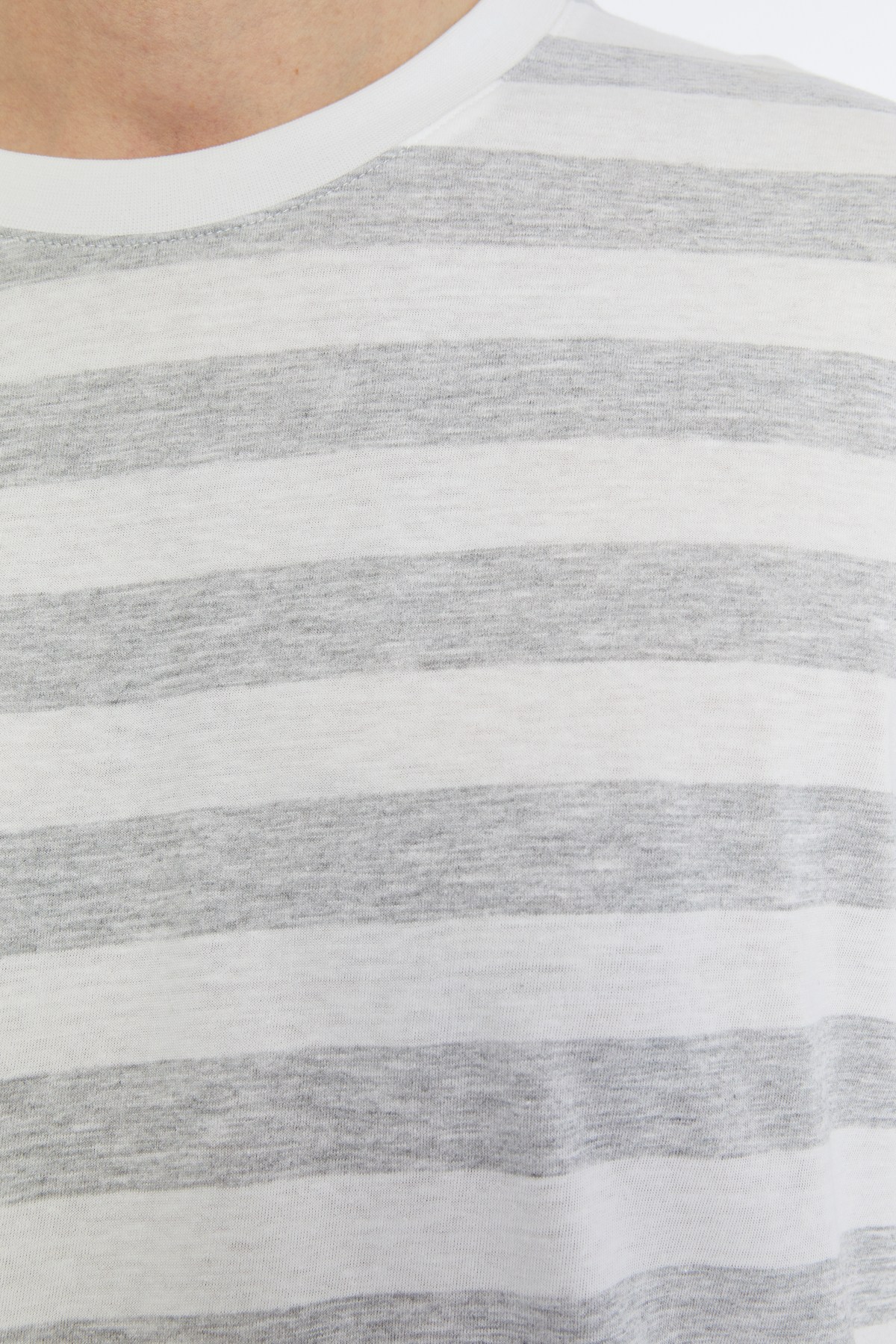 Erkek Bisiklet Yaka Kısa Kollu Oversize Kalıp Çizgili Tişört