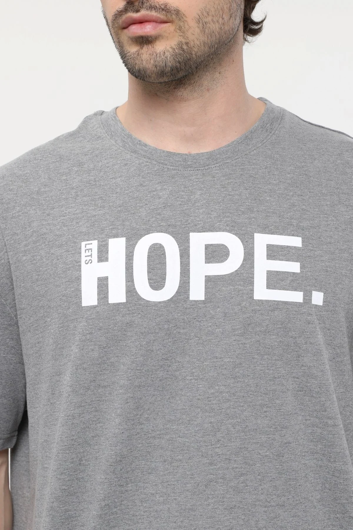 Erkek Bisiklet Yaka Kısa Kollu Oversize Fit Baskılı Tişört - Rage