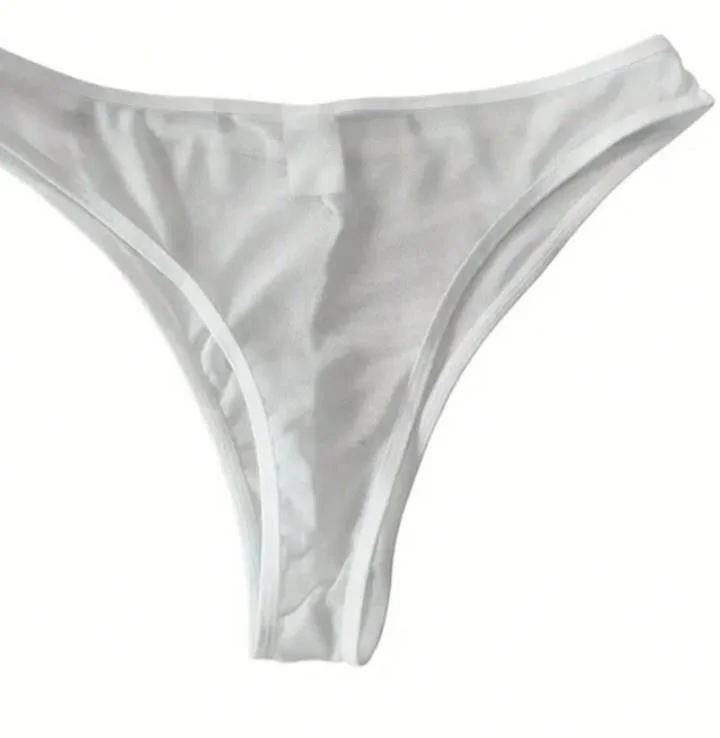 Erkek Biyeli Beyaz Transparan Brazillian Slip