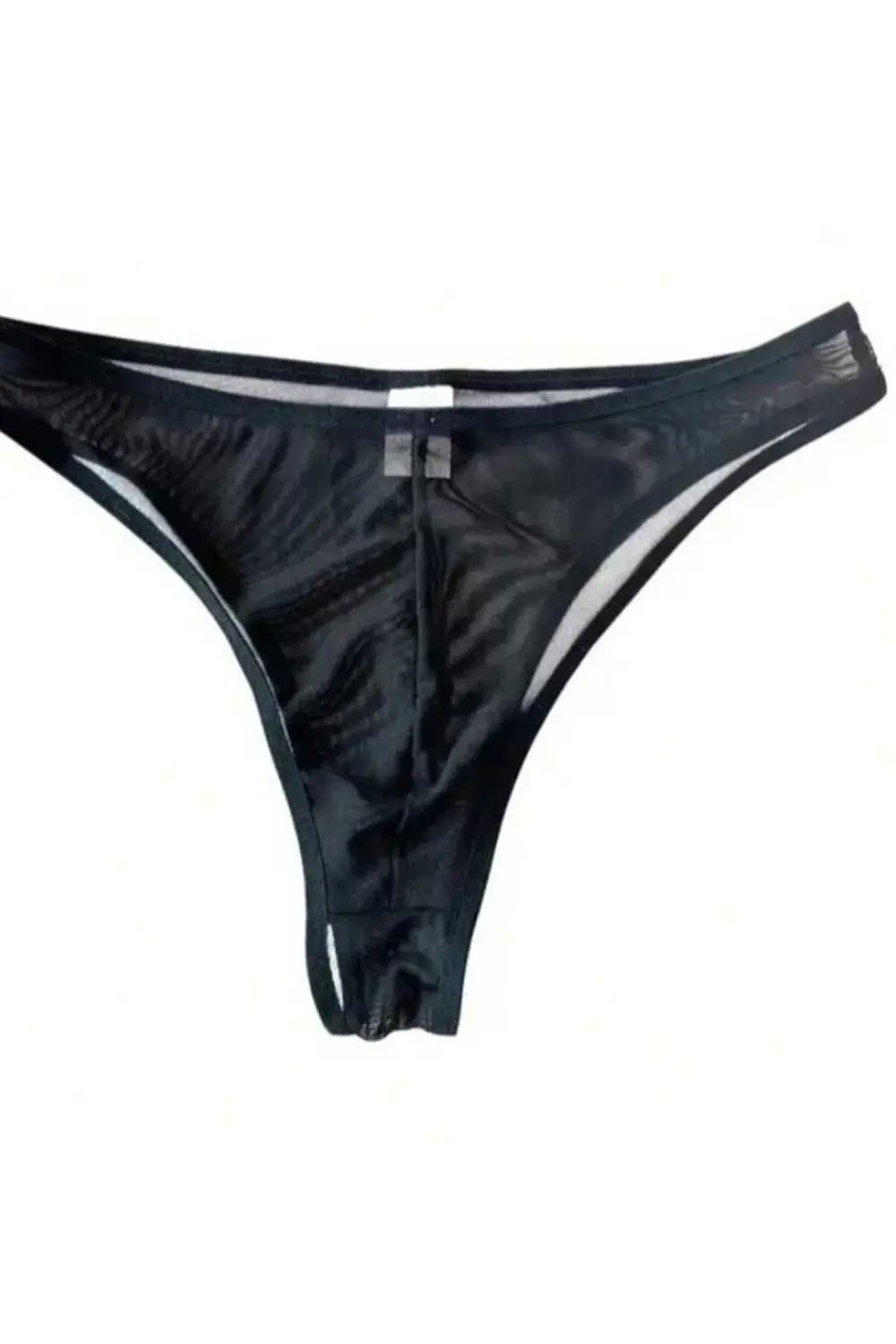 Erkek Biyeli Siyah Transparan Brazillian Slip