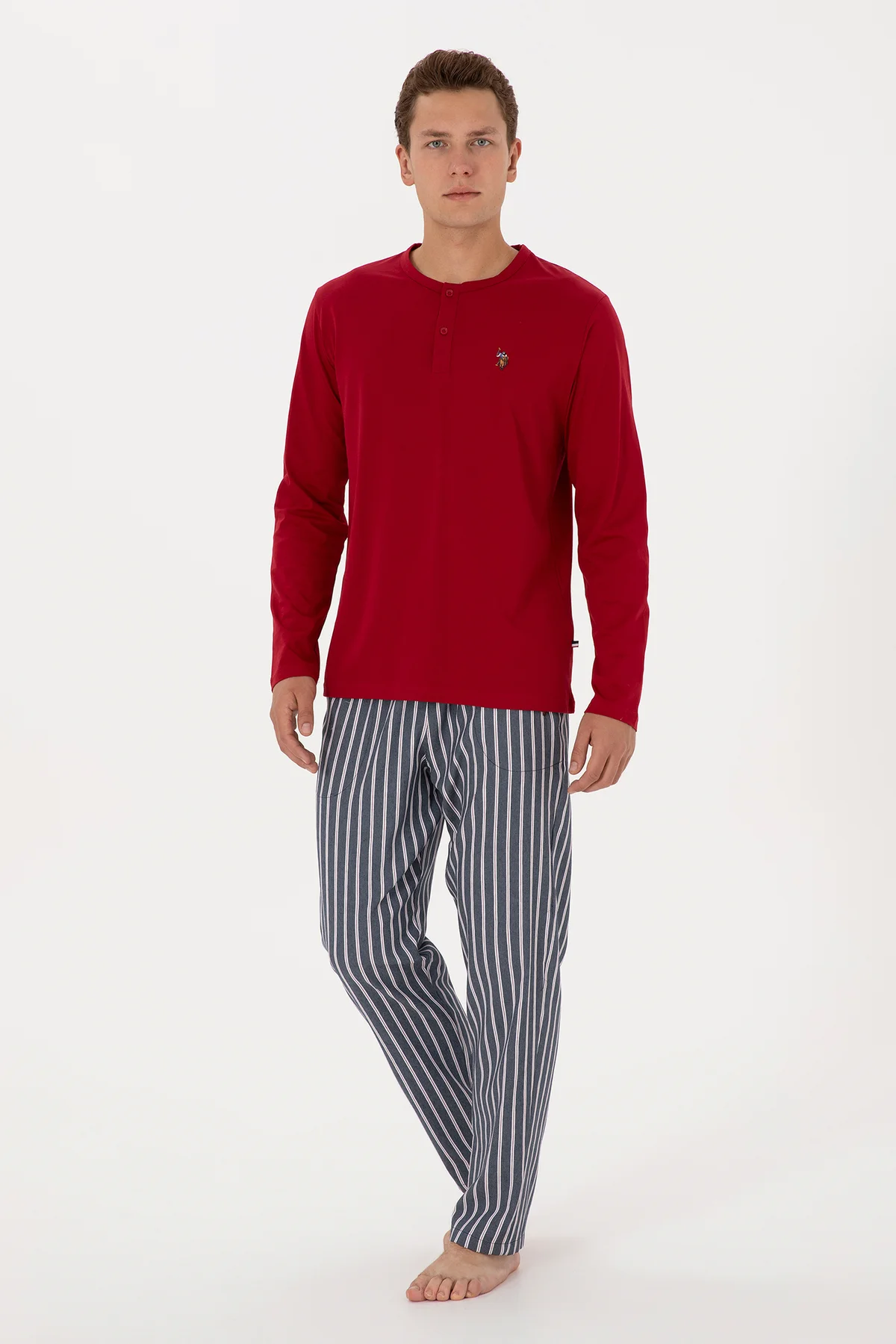 Erkek Bordo Pijama Takımı 50318611-VR014 - Görsel 4