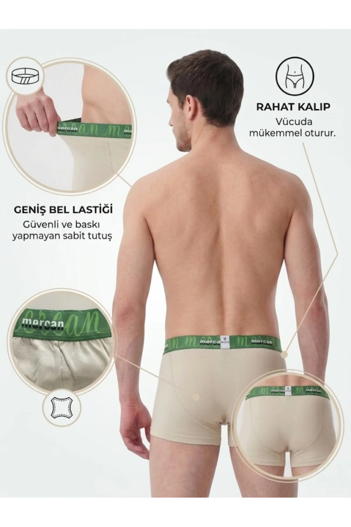 Erkek Boxer 6'li Paket %96 Pamuk Özel Tasarım Bel Lastiği