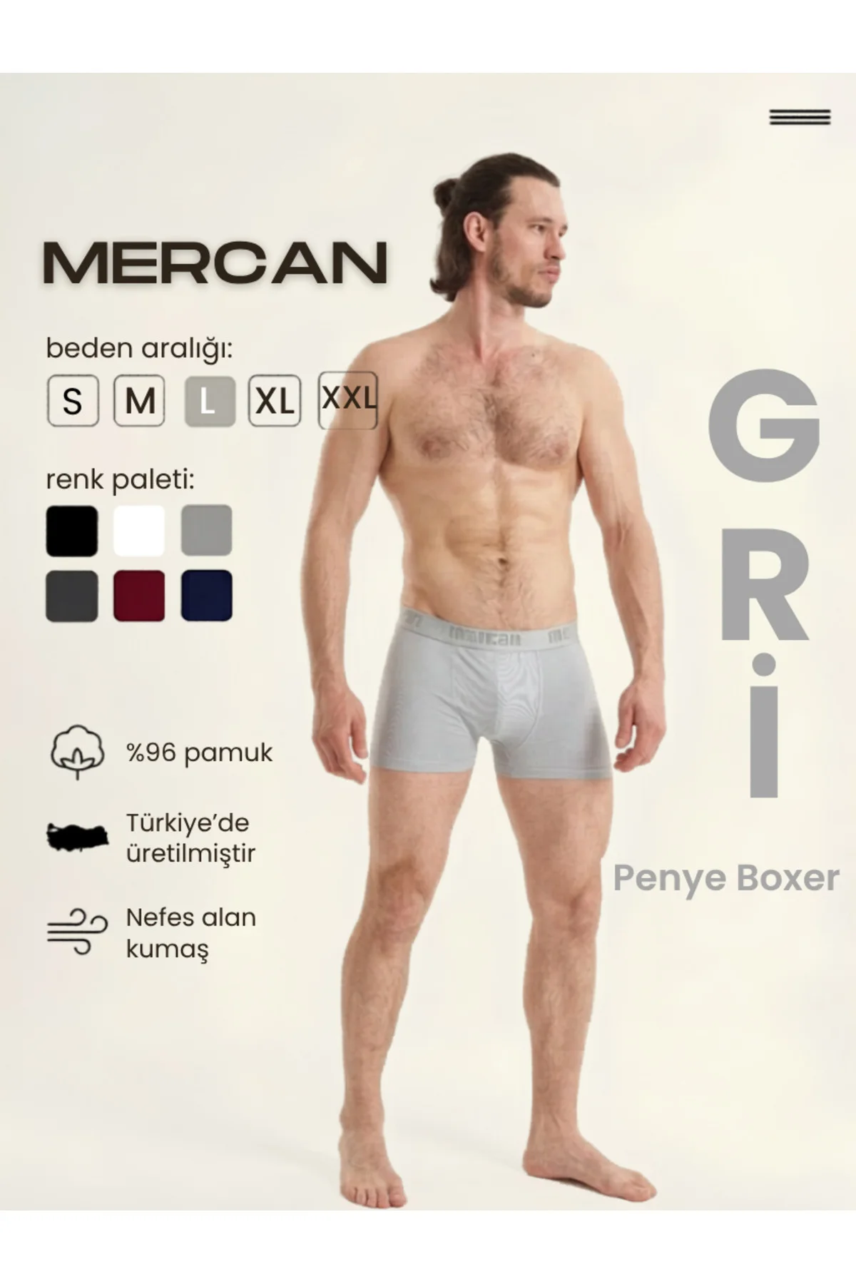 Erkek Boxer Likralı Pamuklu Esnek Ultra Rahat Lacivert Boxer