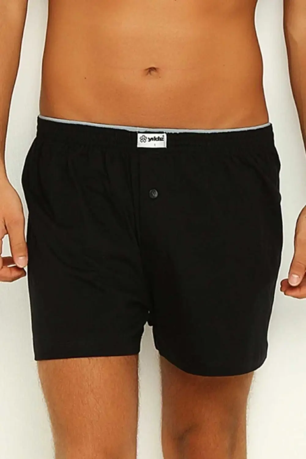 Erkek Boxer Penye Havlu Bel Düz Renk (5 Adet) Siyah L