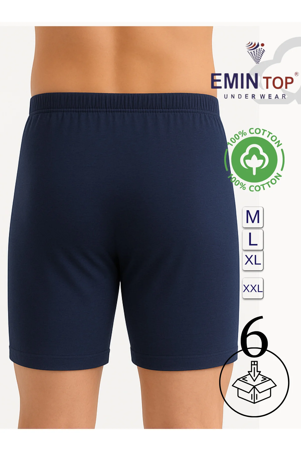 ERKEK BOXER SHORT 6'LI - LACİVERT BOXER ŞORT
